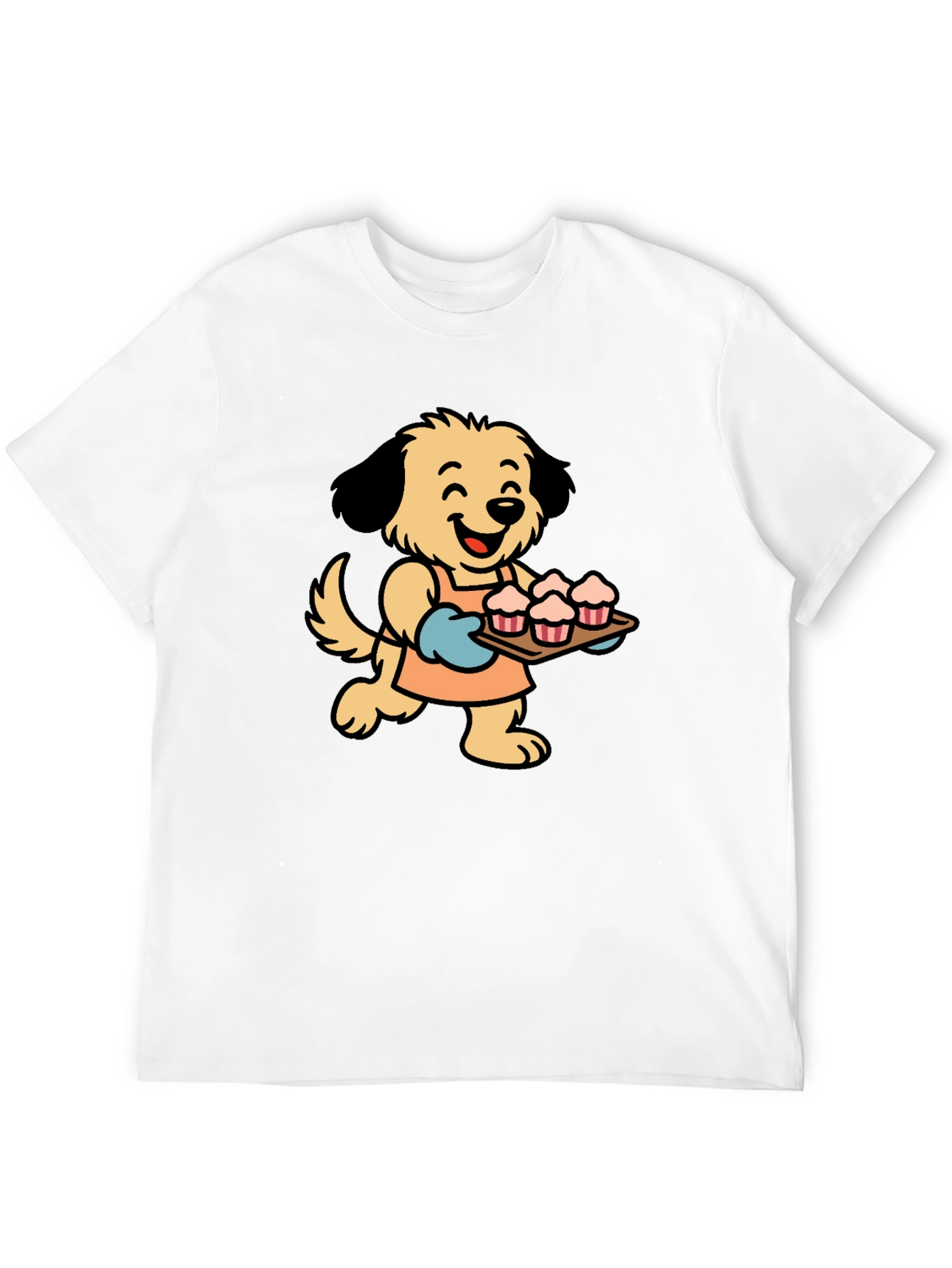Dog Baker Cartoon Black T-Shirt