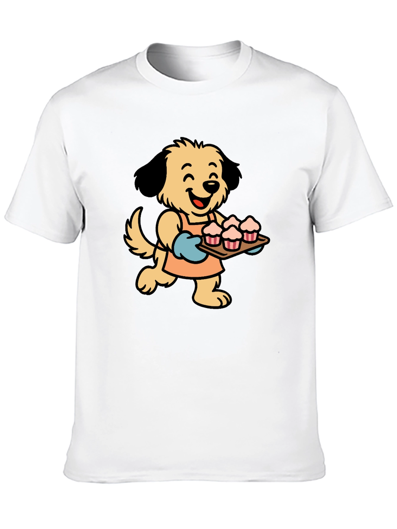 Dog Baker Cartoon Black T-Shirt
