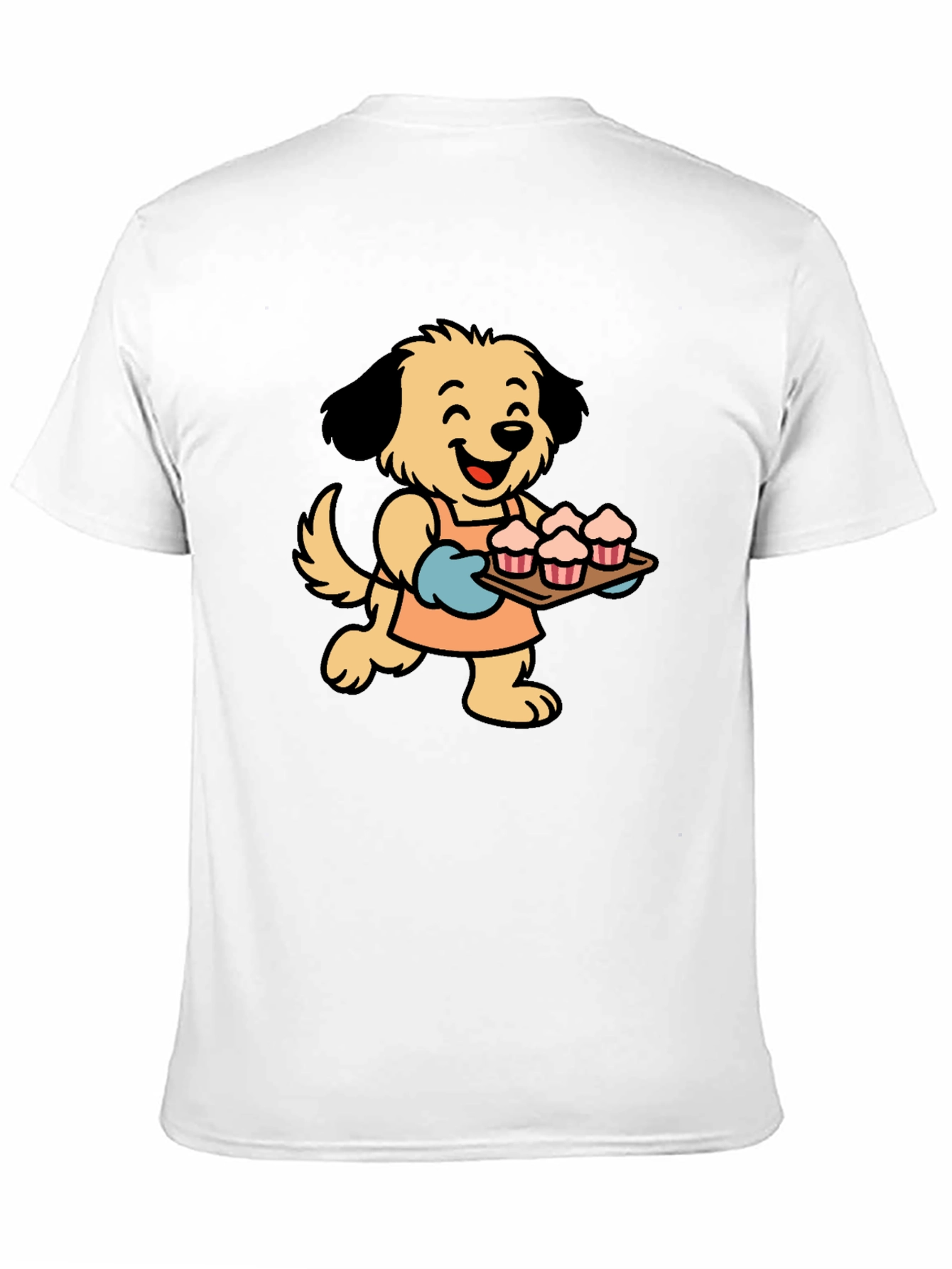 Dog Baker Cartoon Black T-Shirt