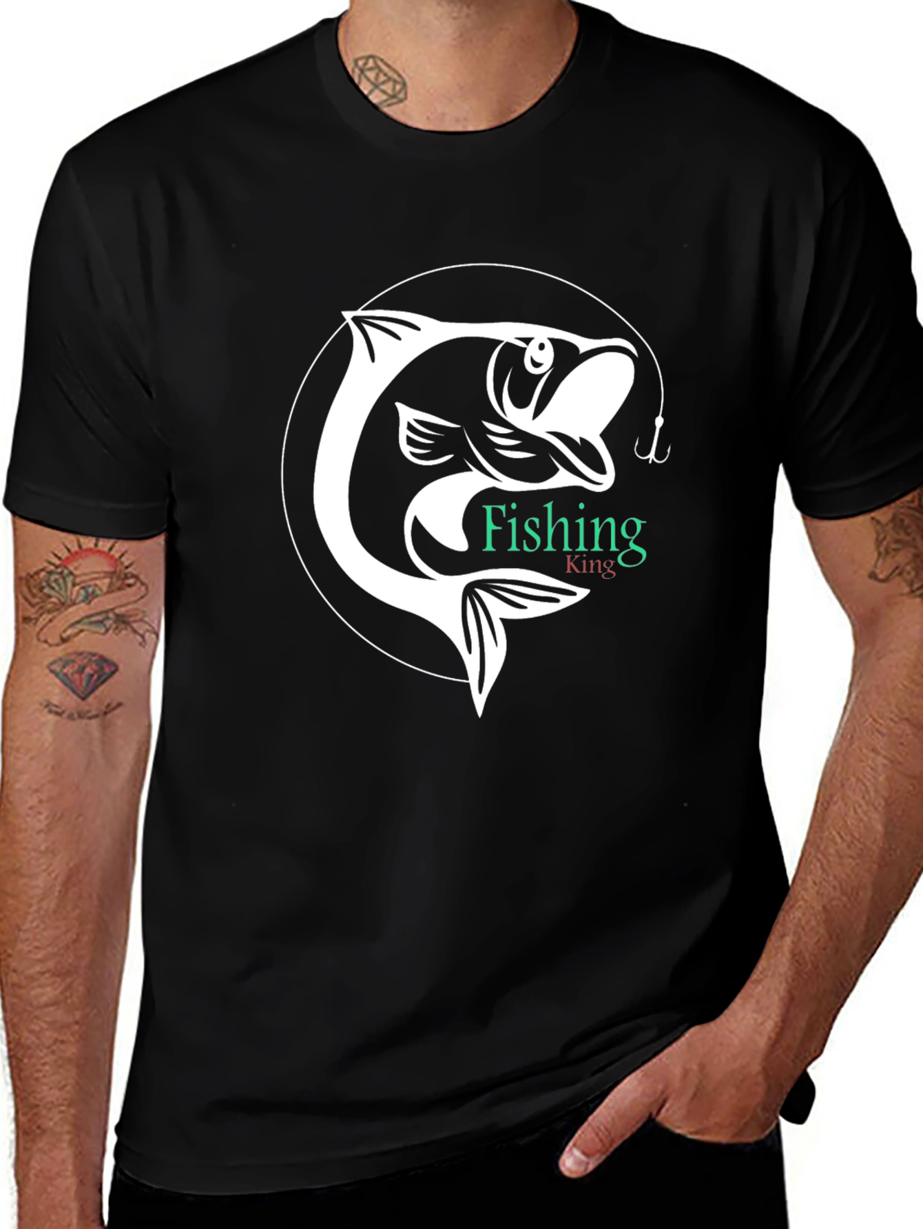 Fishing King Graphic Tee - Black Cotton Shirt