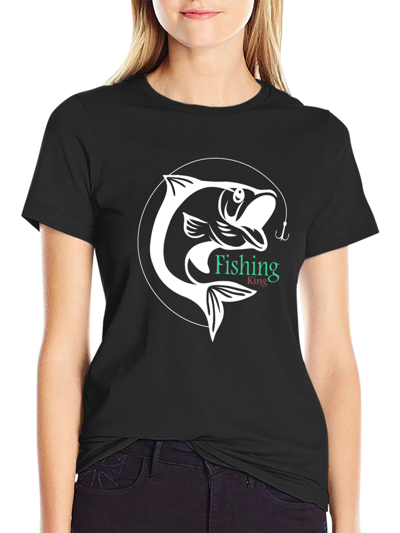Fishing King Graphic Tee - Black Cotton Shirt