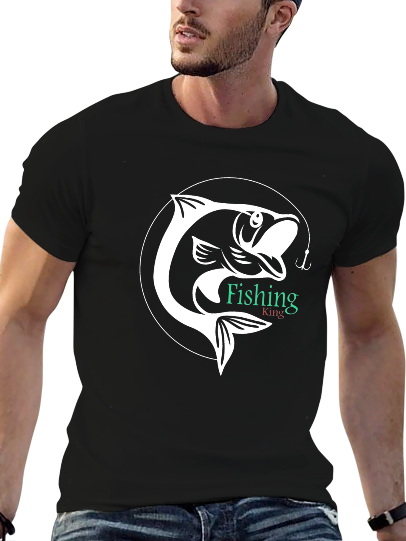 Fishing King Graphic Tee - Black Cotton Shirt