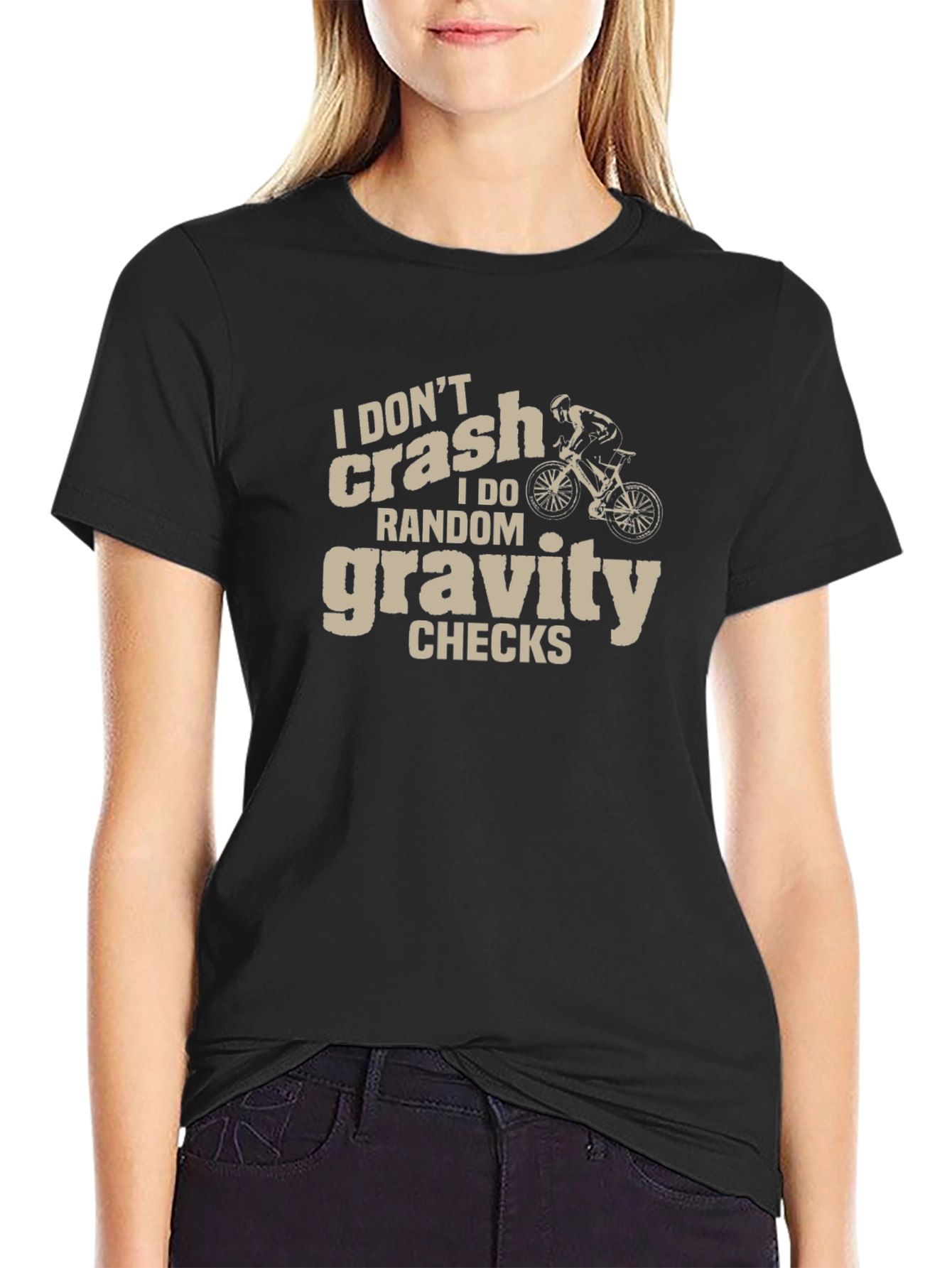 I Dont Crash Gravity Checks Black Graphic Tee