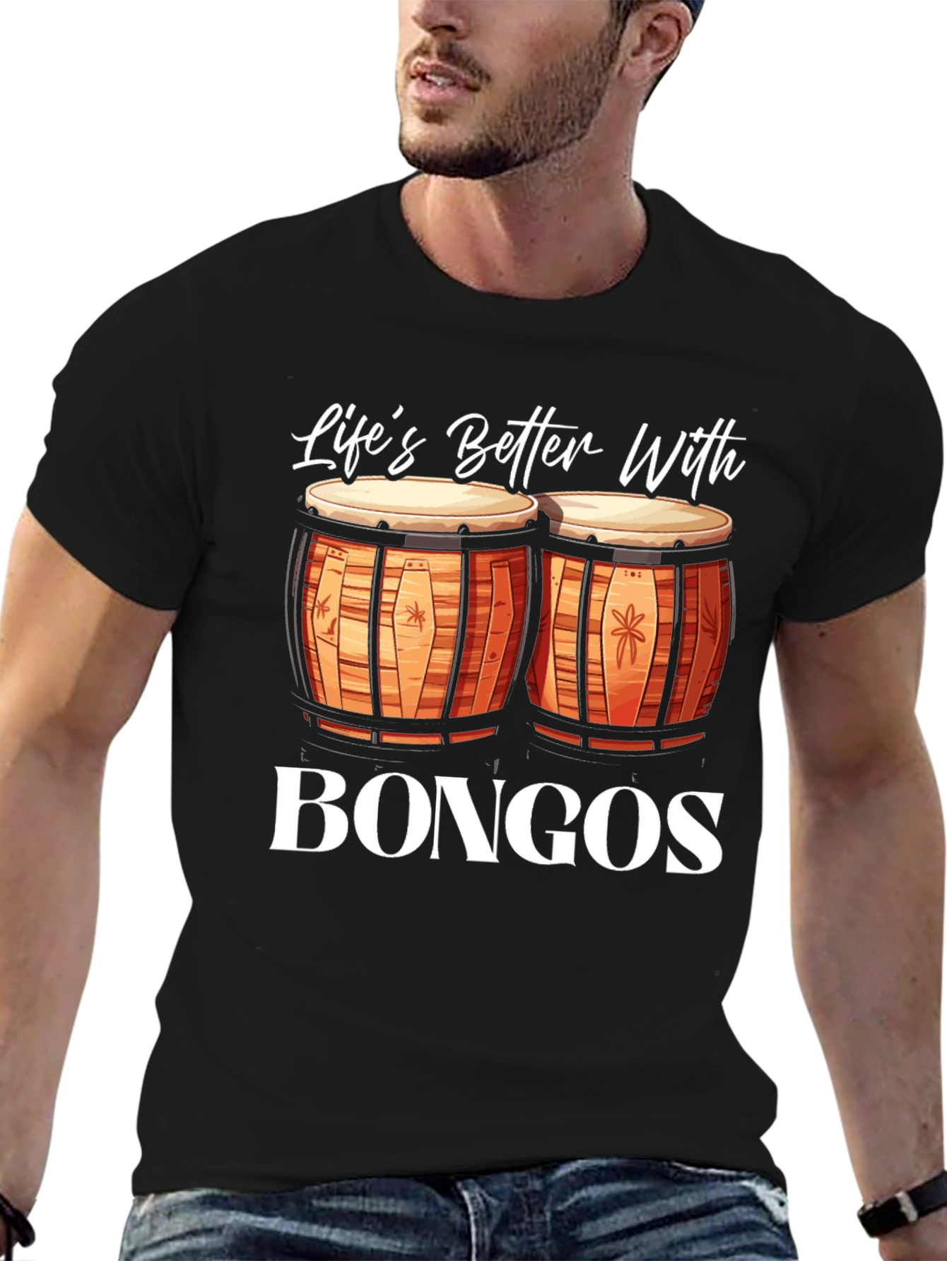 Lifes Better With Bongos Black T-Shirt