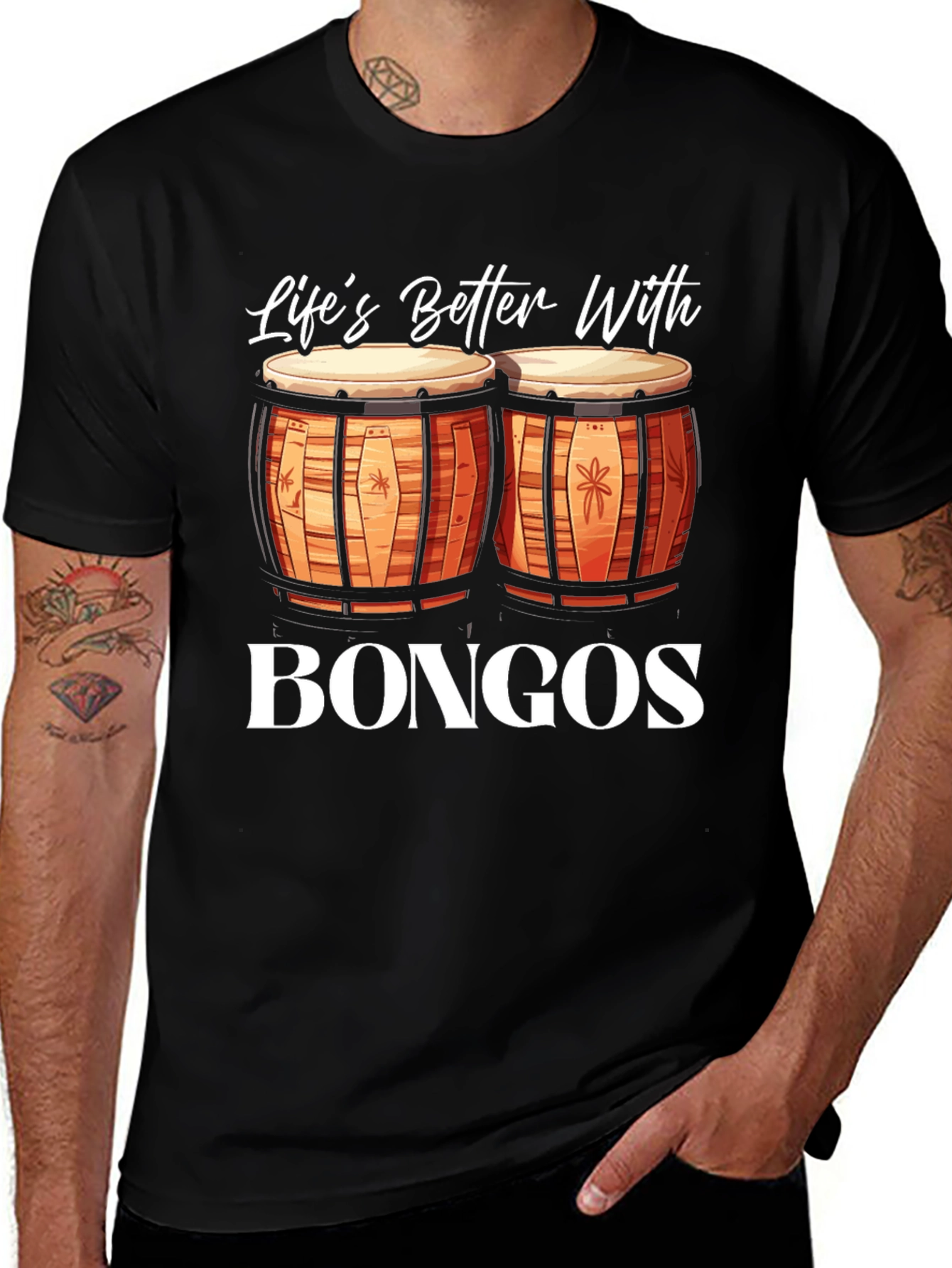 Lifes Better With Bongos Black T-Shirt