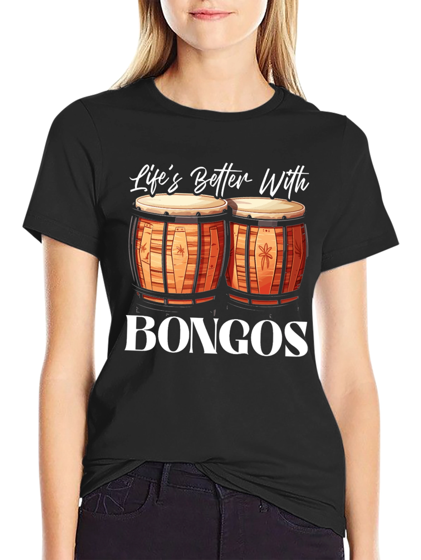 Lifes Better With Bongos Black T-Shirt