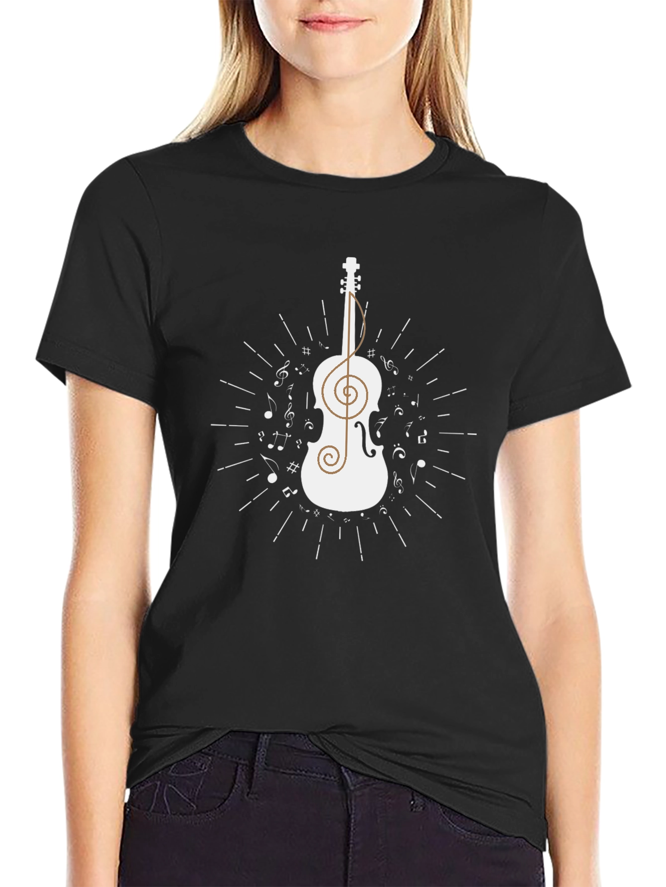 Musical Violin Graphic T-Shirt - Classic Comfort