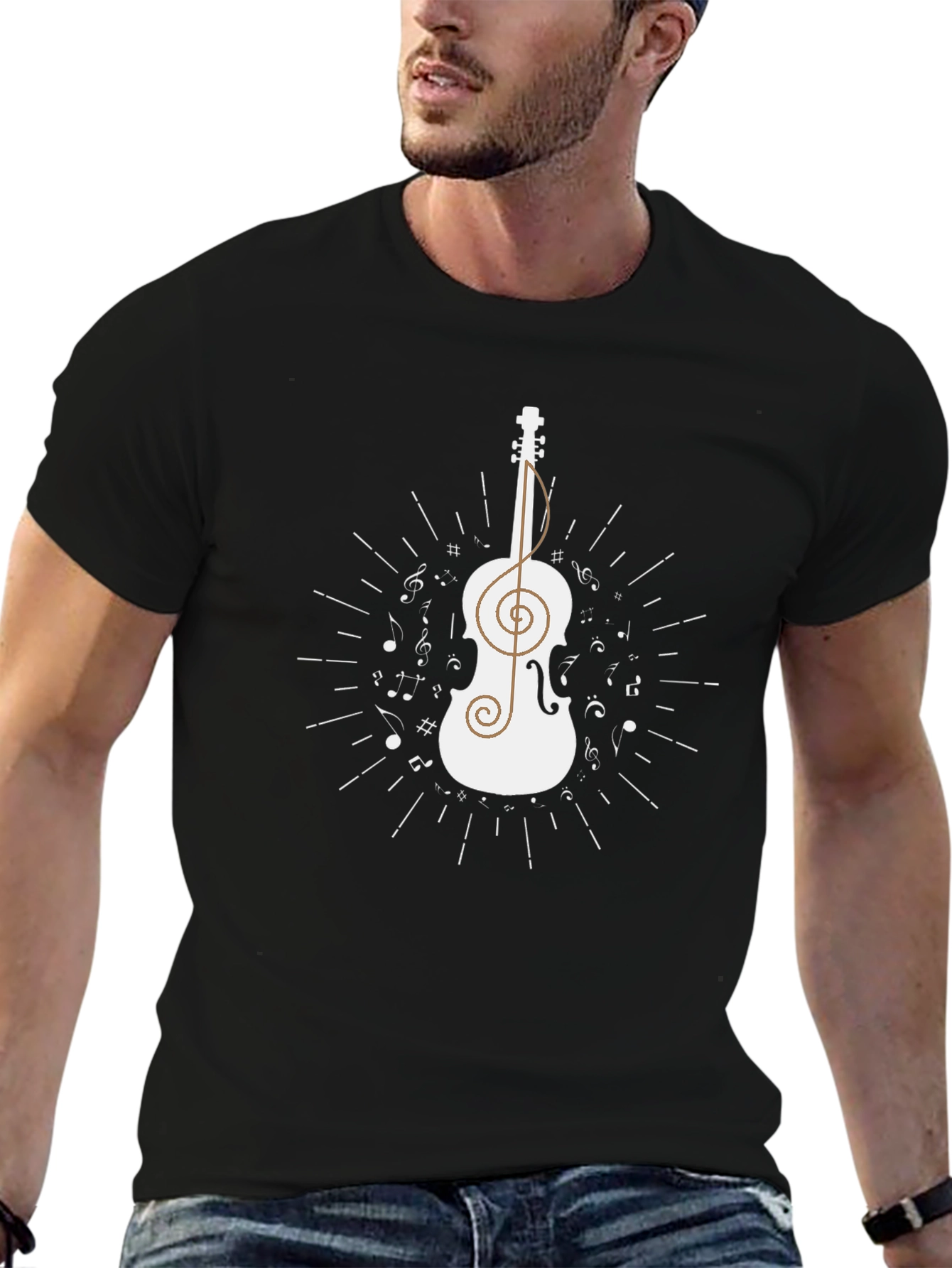 Musical Violin Graphic T-Shirt - Classic Comfort