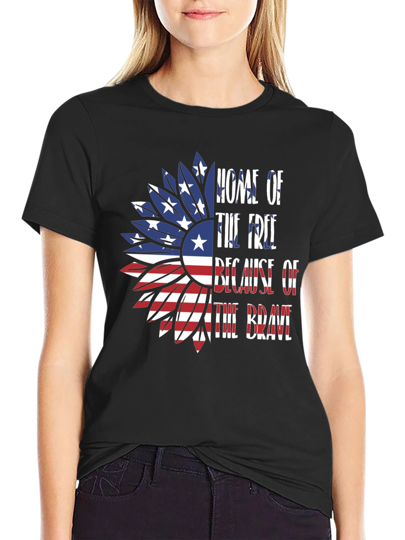 Patriotic Sunflower Graphic Tee - Home of the Free