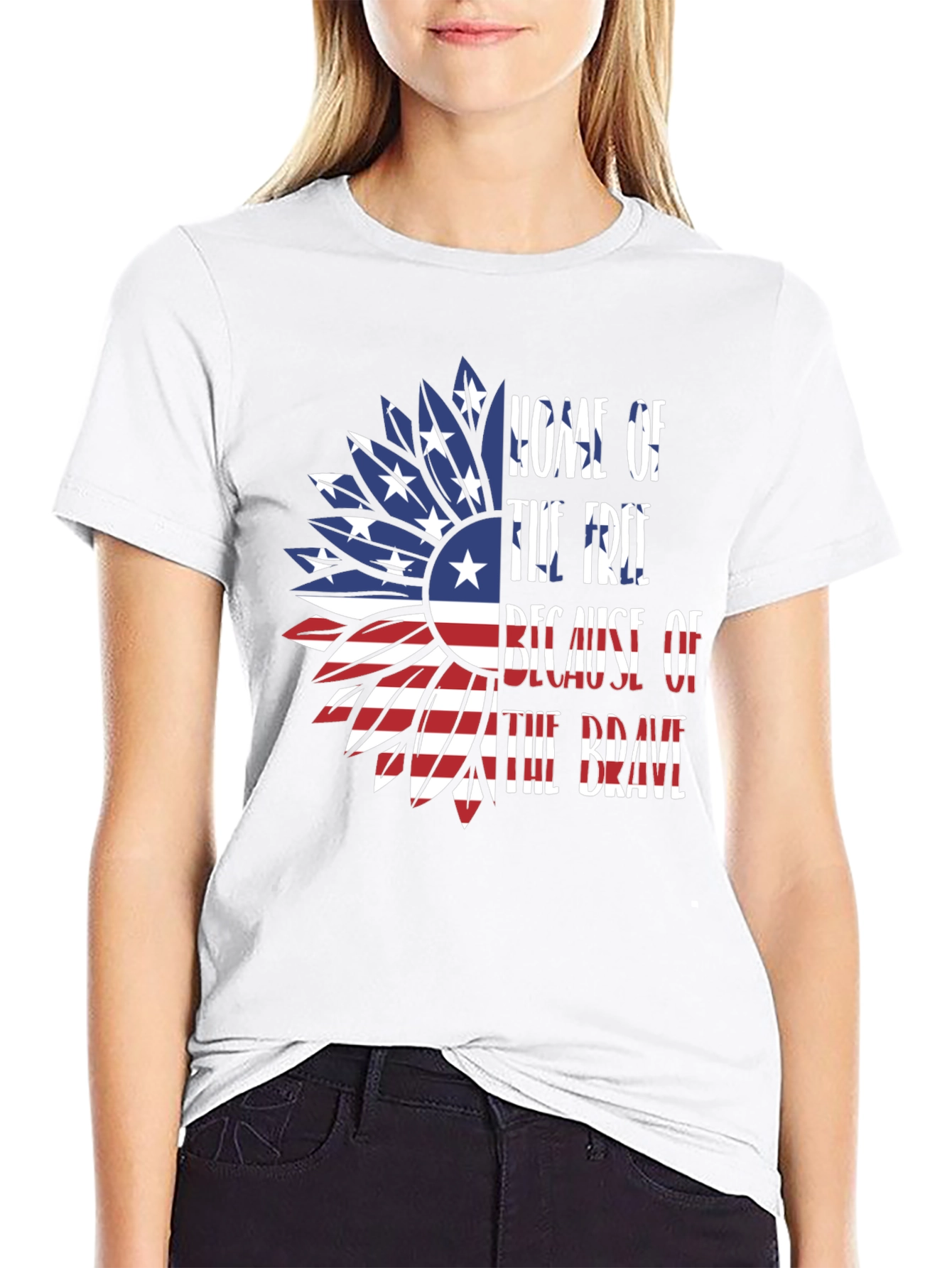 Patriotic Sunflower Graphic Tee - Home of the Free