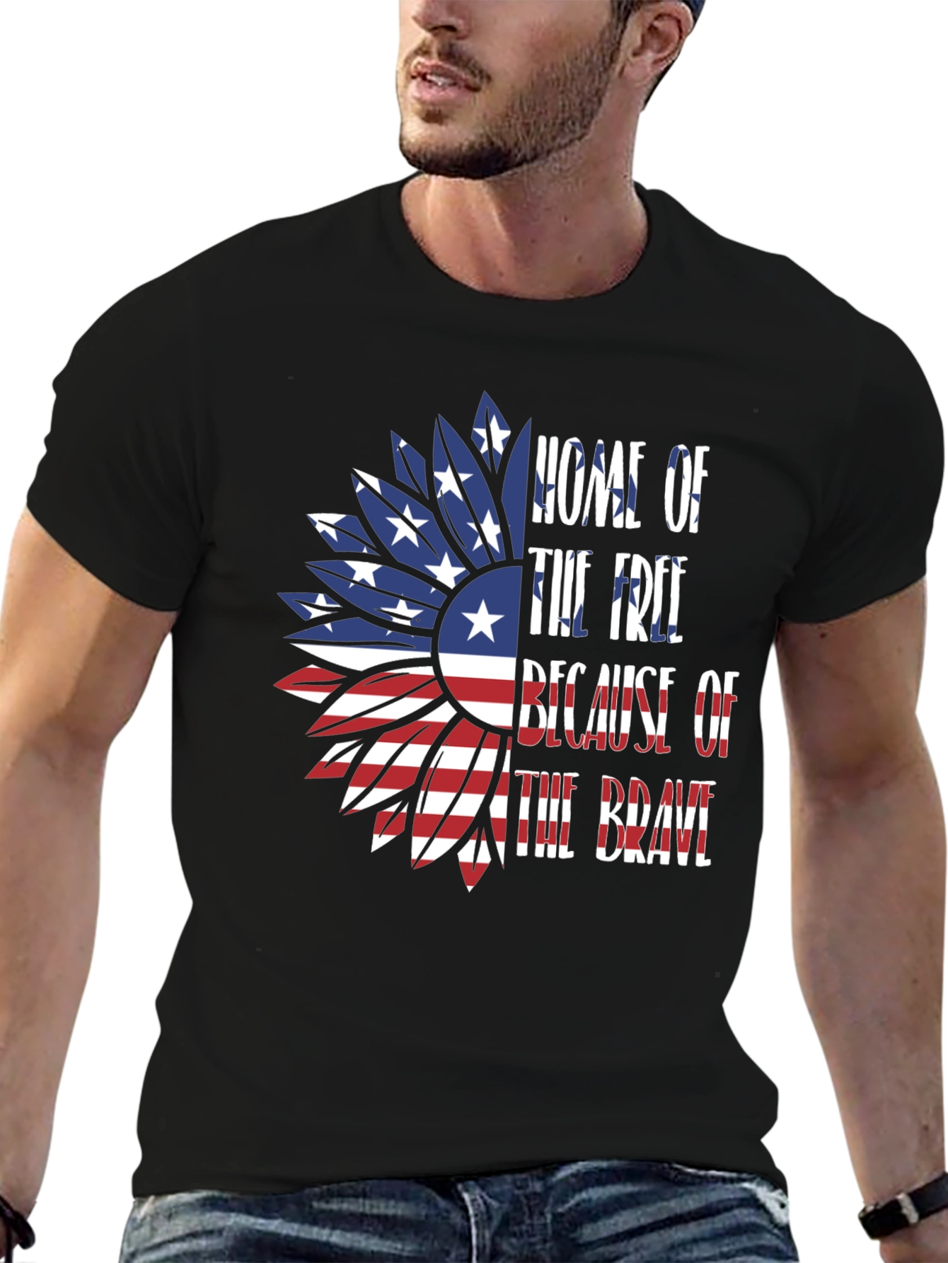 Patriotic Sunflower Graphic Tee - Home of the Free