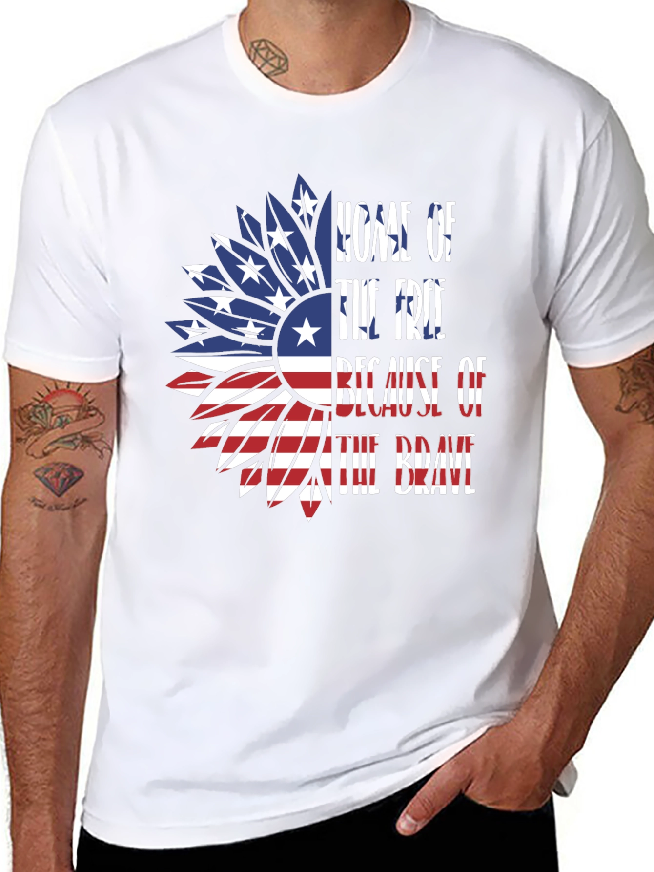 Patriotic Sunflower Graphic Tee - Home of the Free