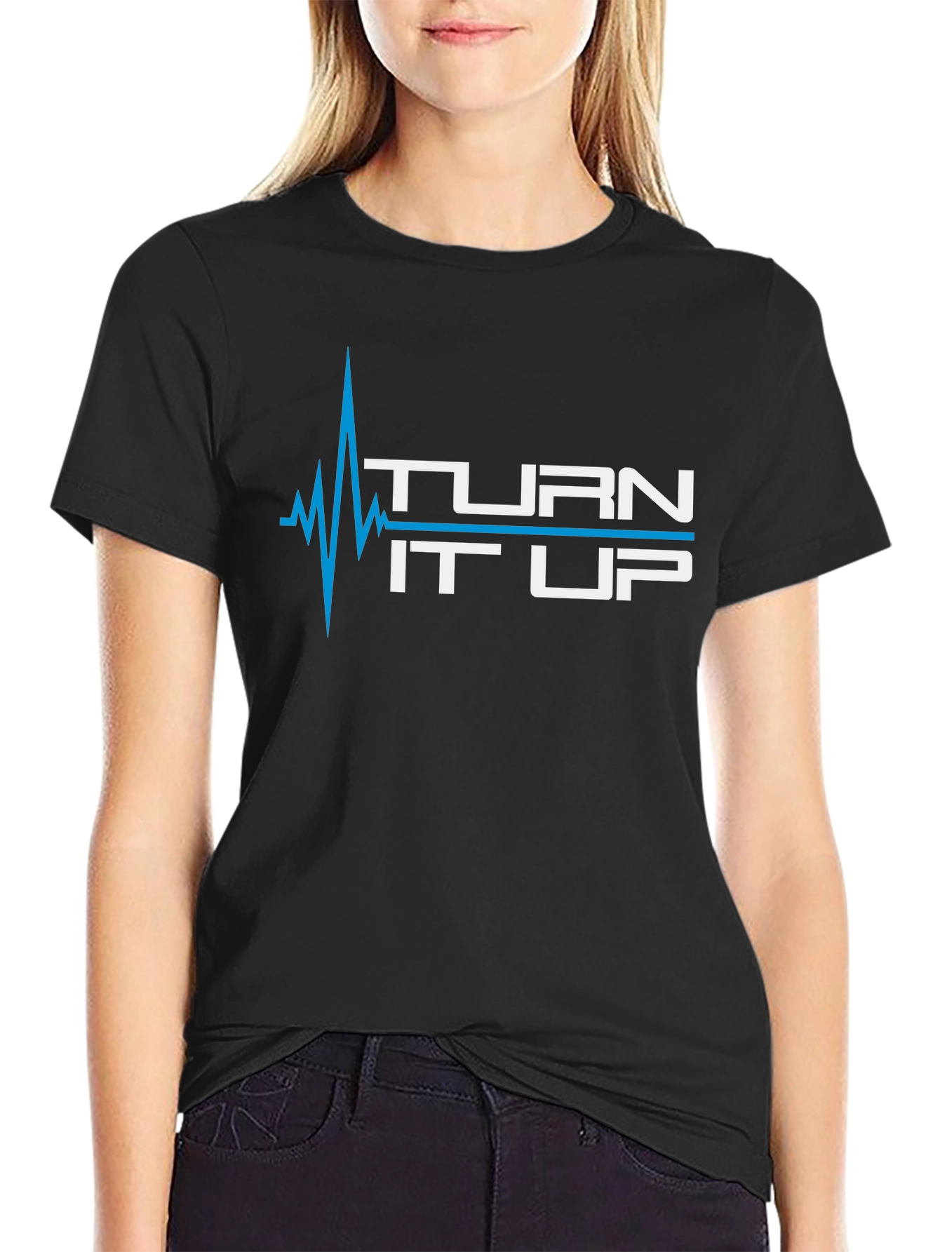 Turn It Up Graphic Print Black T-Shirt