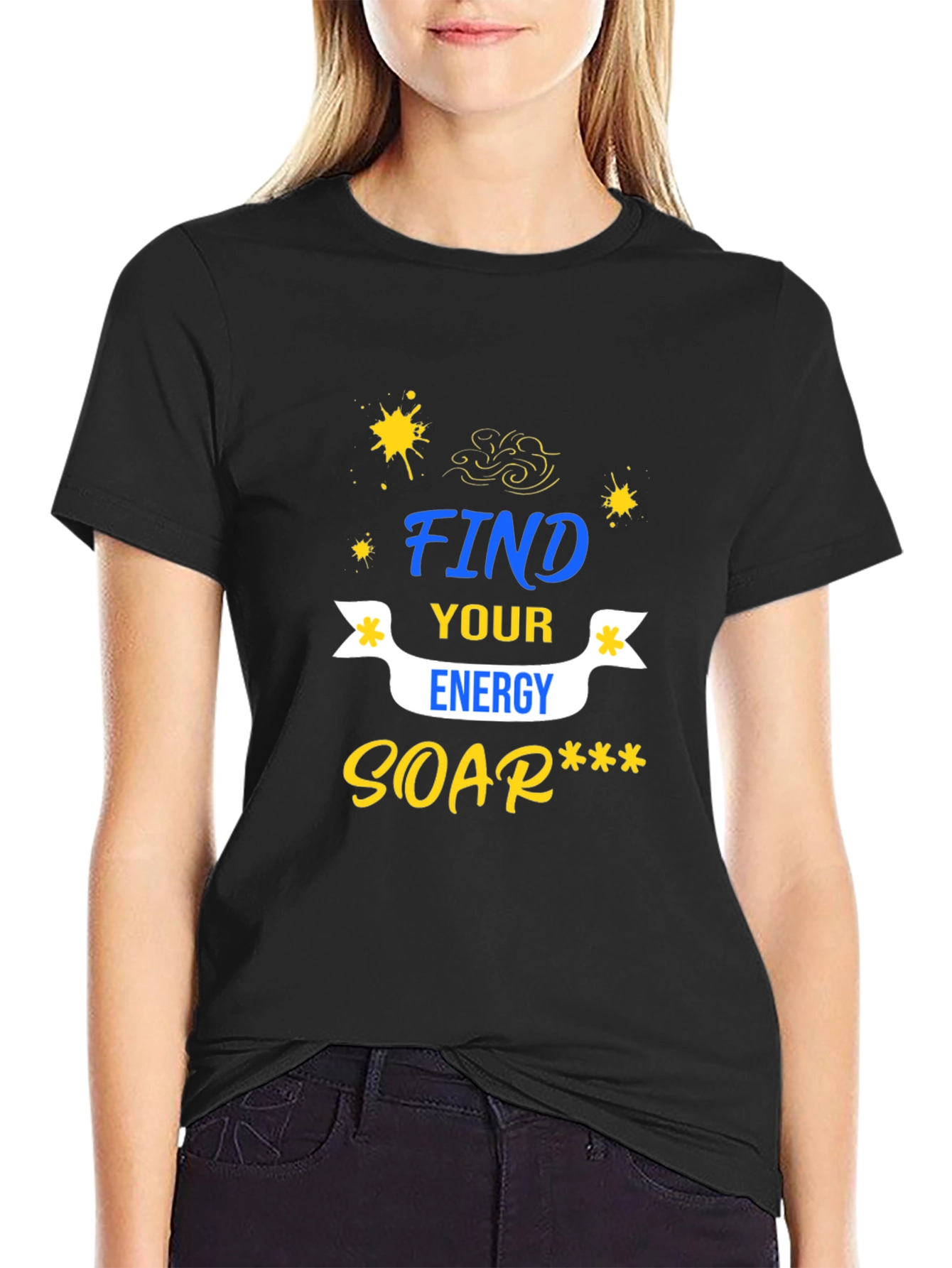 Find Your Energy Graphic Tee - Black Casual T-Shirt