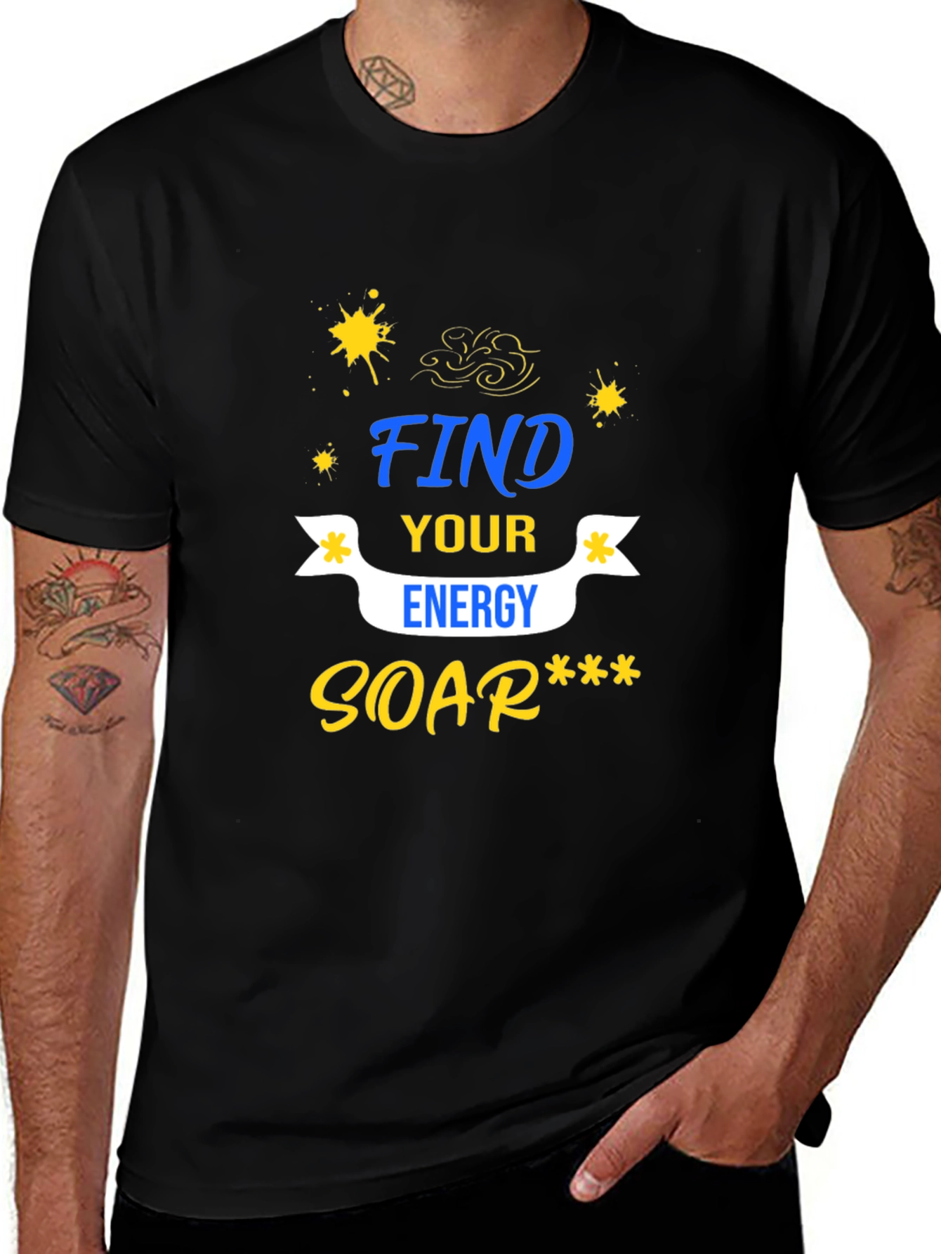 Find Your Energy Graphic Tee - Black Casual T-Shirt