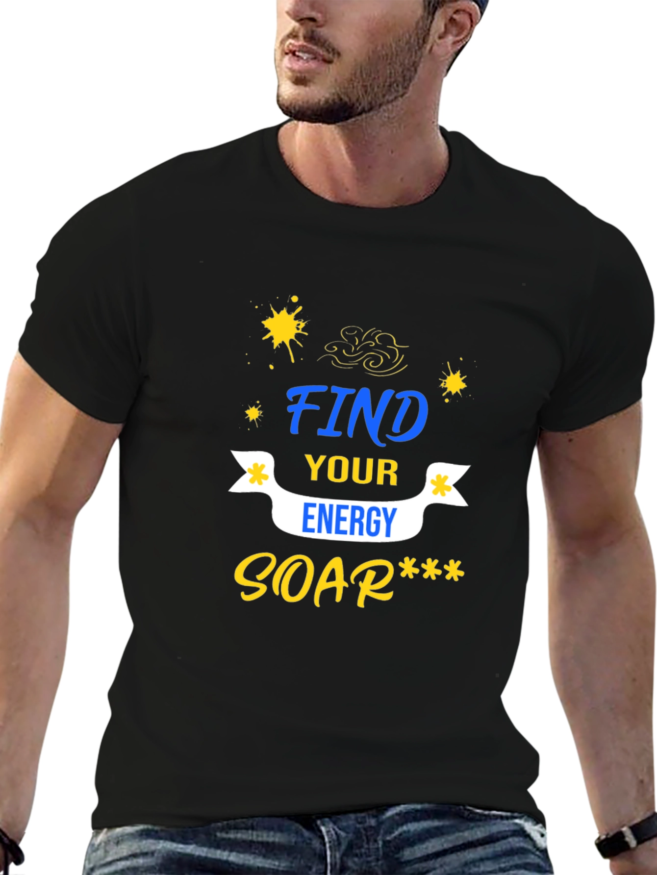 Find Your Energy Graphic Tee - Black Casual T-Shirt