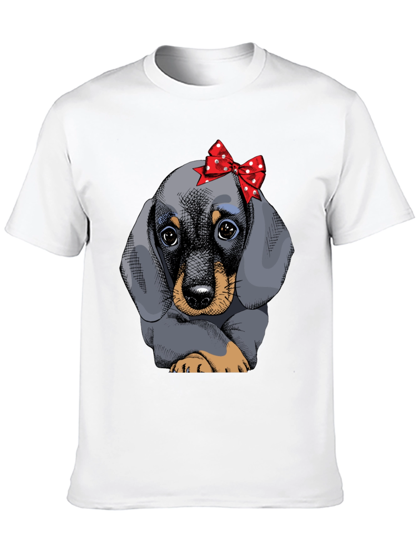 Dachshund Puppy Bow T-Shirt Cute Dog Graphic Tee