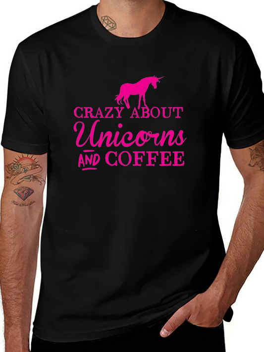 Crazy About Unicorns & Coffee T-Shirt - Black