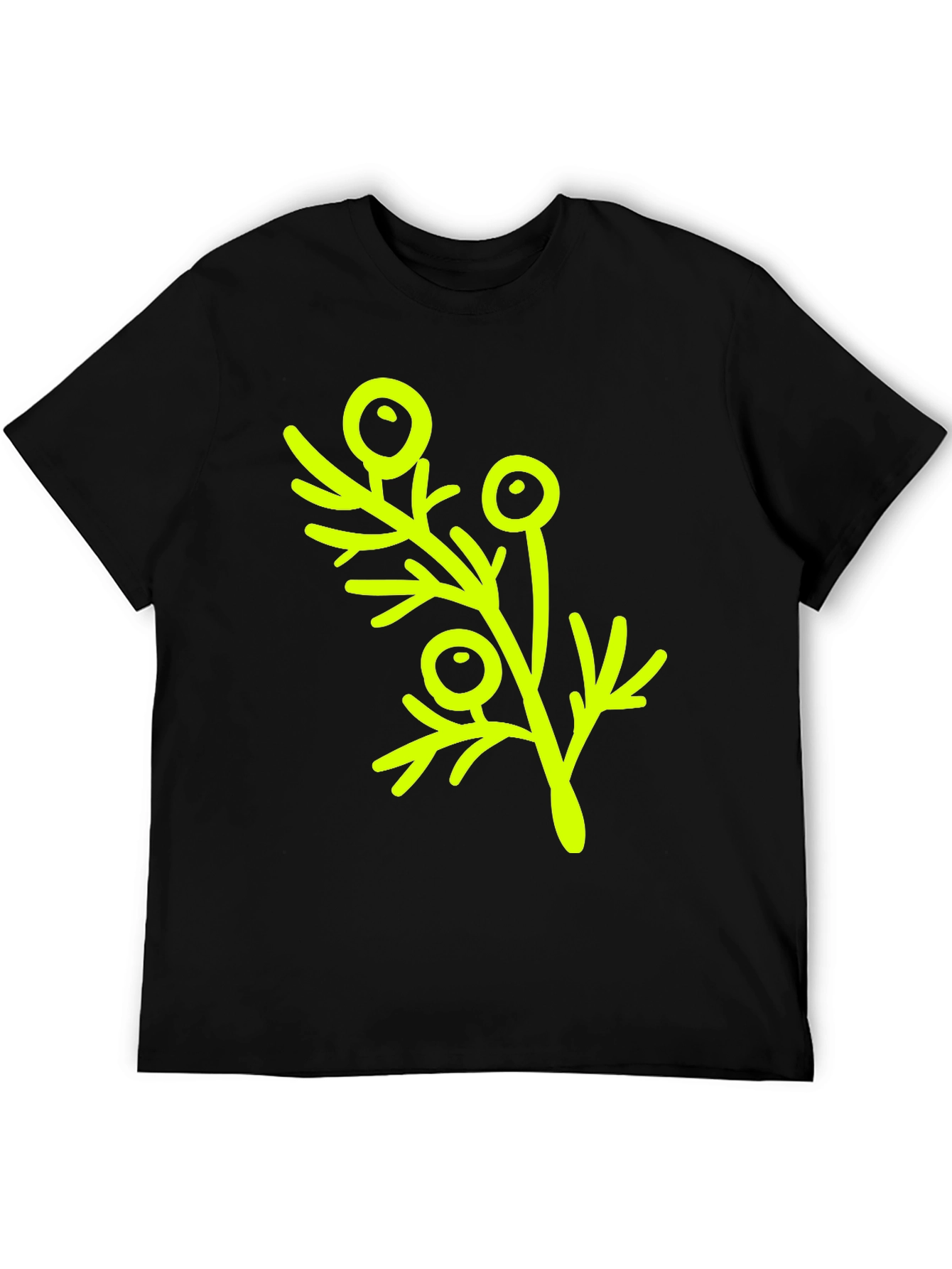 Modern Botanical Print T-Shirt - Black
