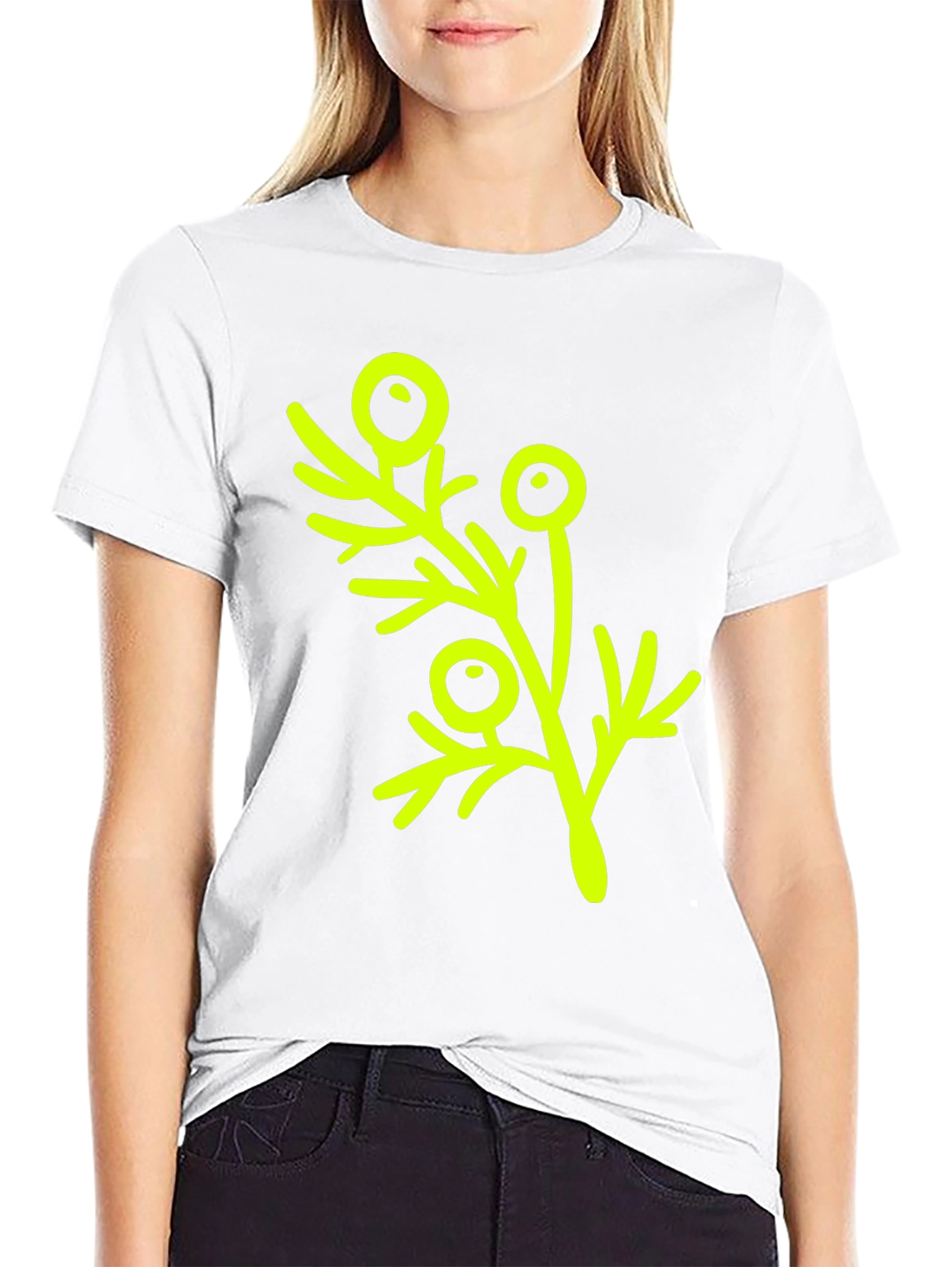 Modern Botanical Print T-Shirt - Black