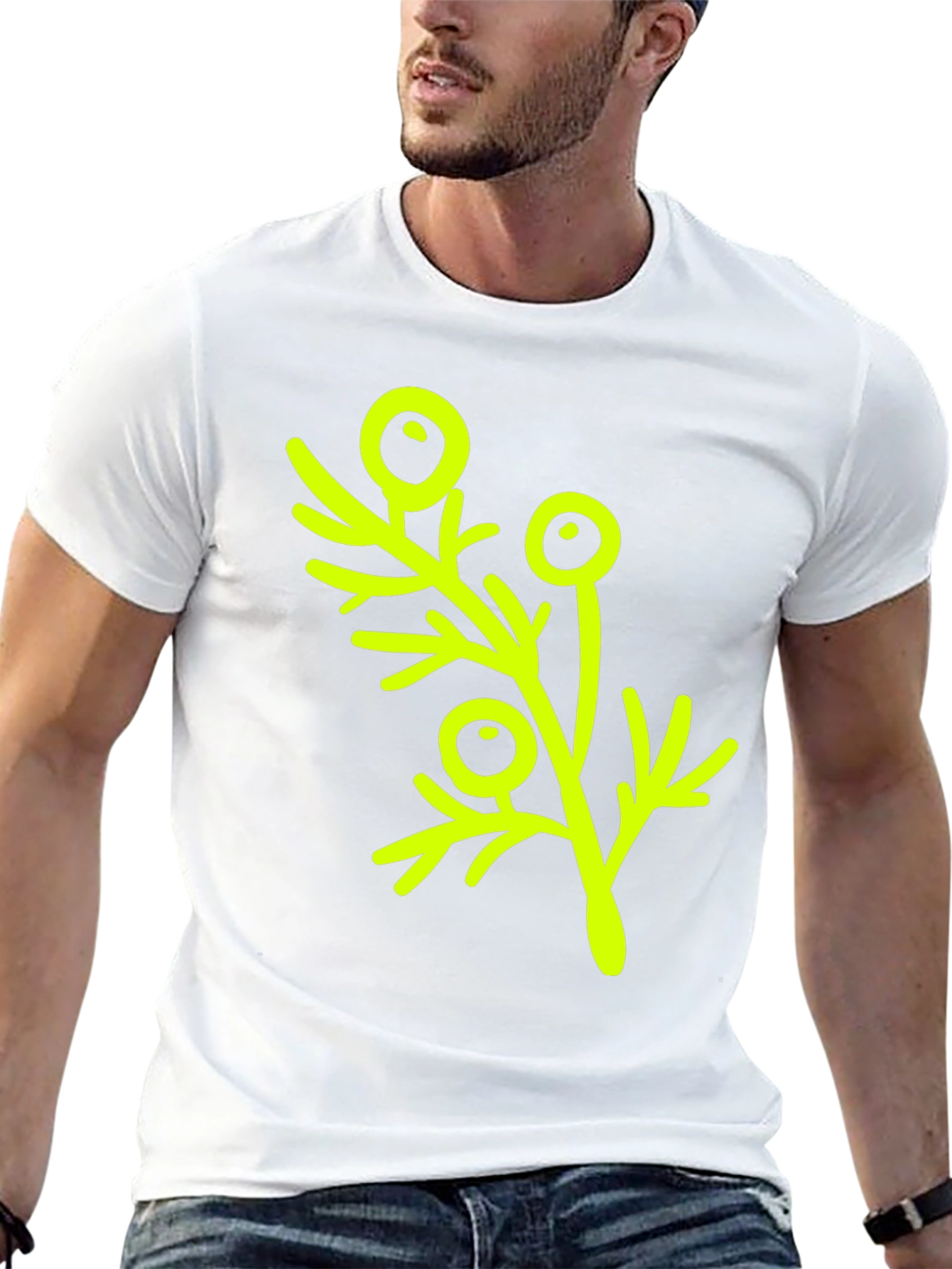 Modern Botanical Print T-Shirt - Black