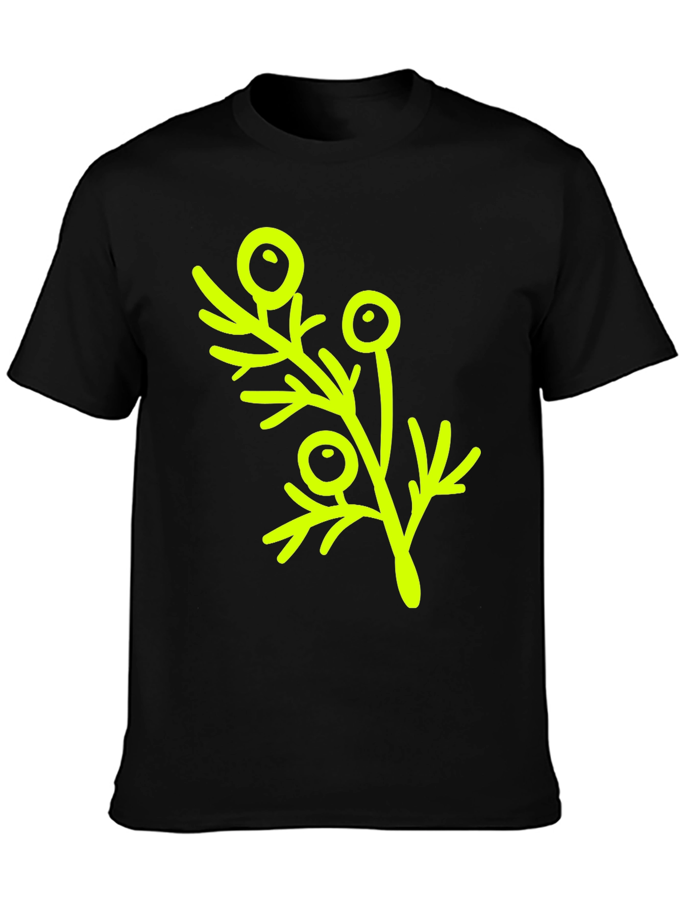 Modern Botanical Print T-Shirt - Black