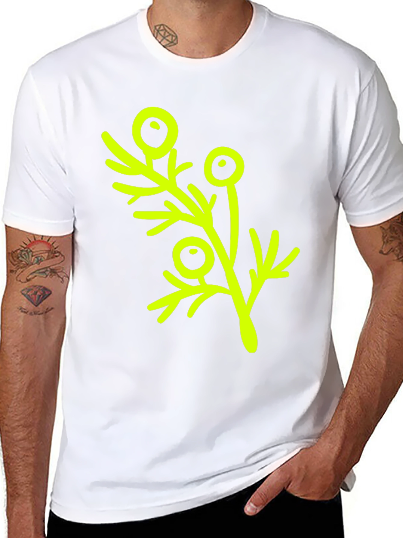Modern Botanical Print T-Shirt - Black
