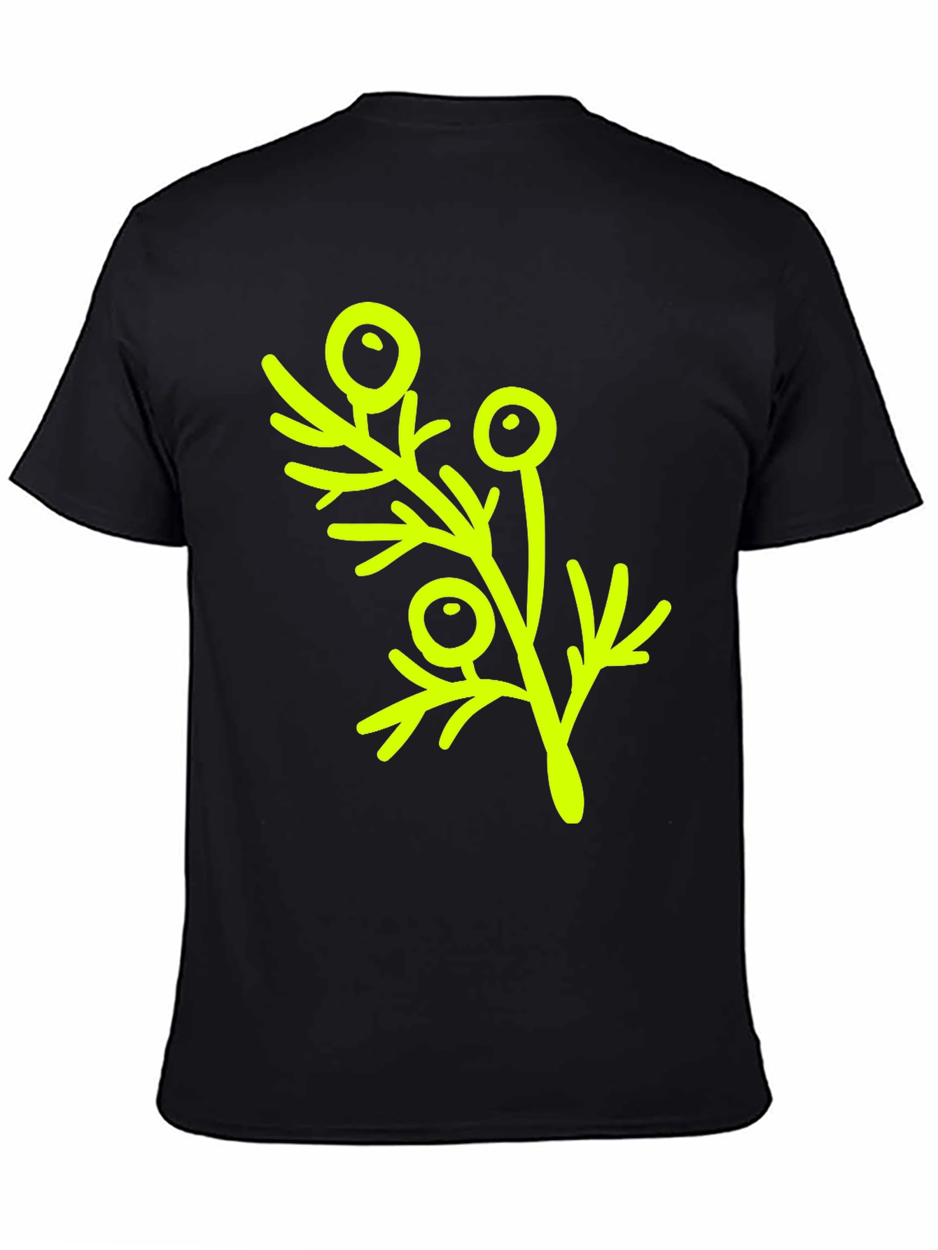 Modern Botanical Print T-Shirt - Black