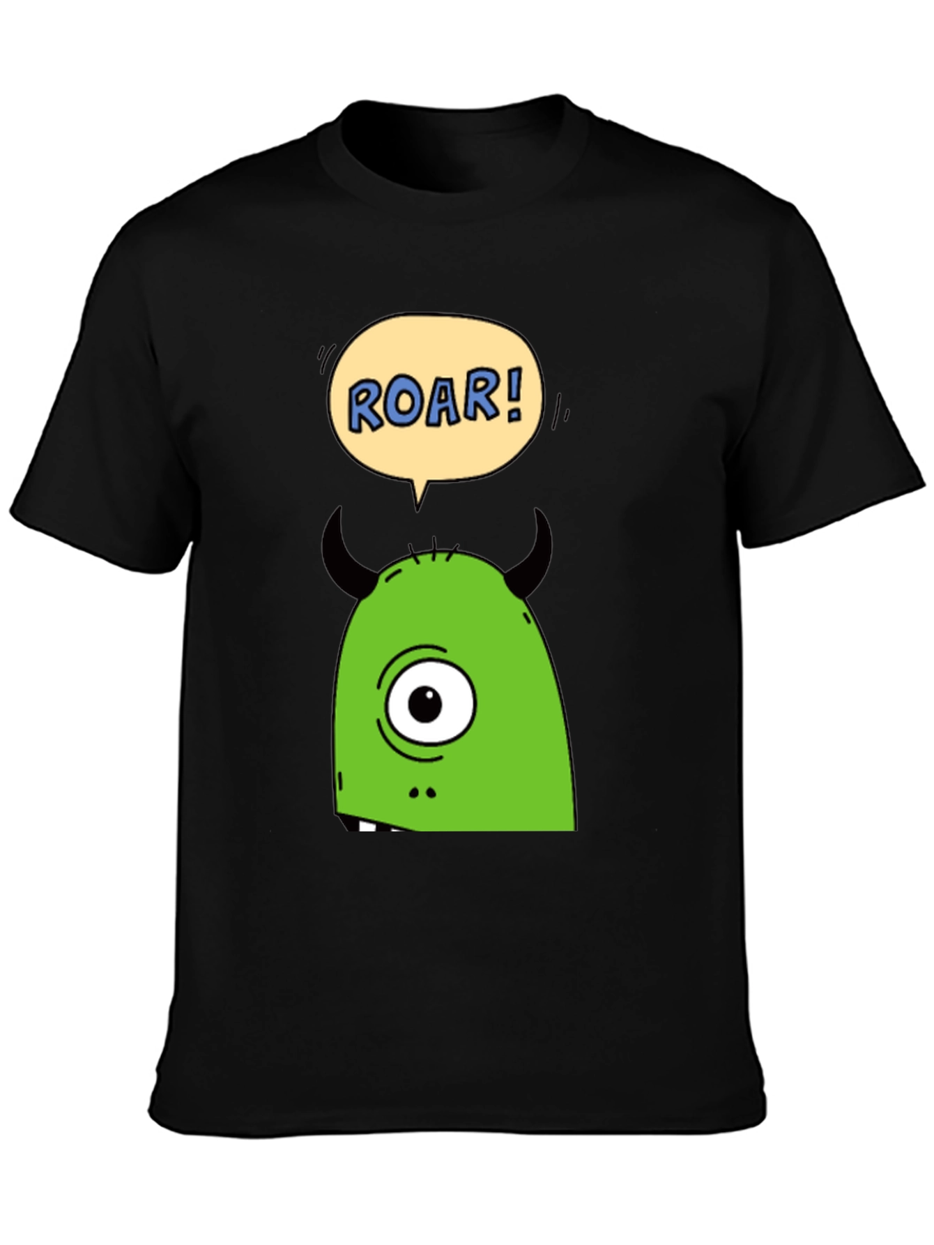 Roar Monster Graphic Tee - Black Cotton T-Shirt