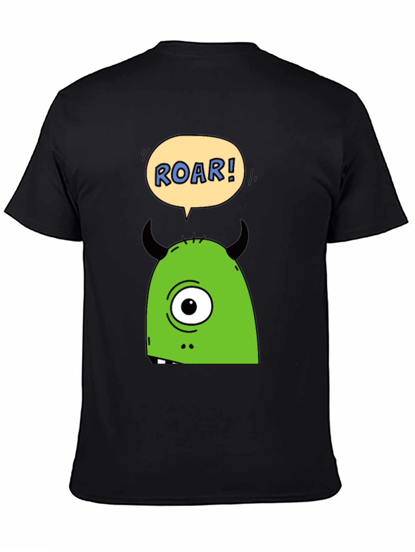 Roar Monster Graphic Tee - Black Cotton T-Shirt