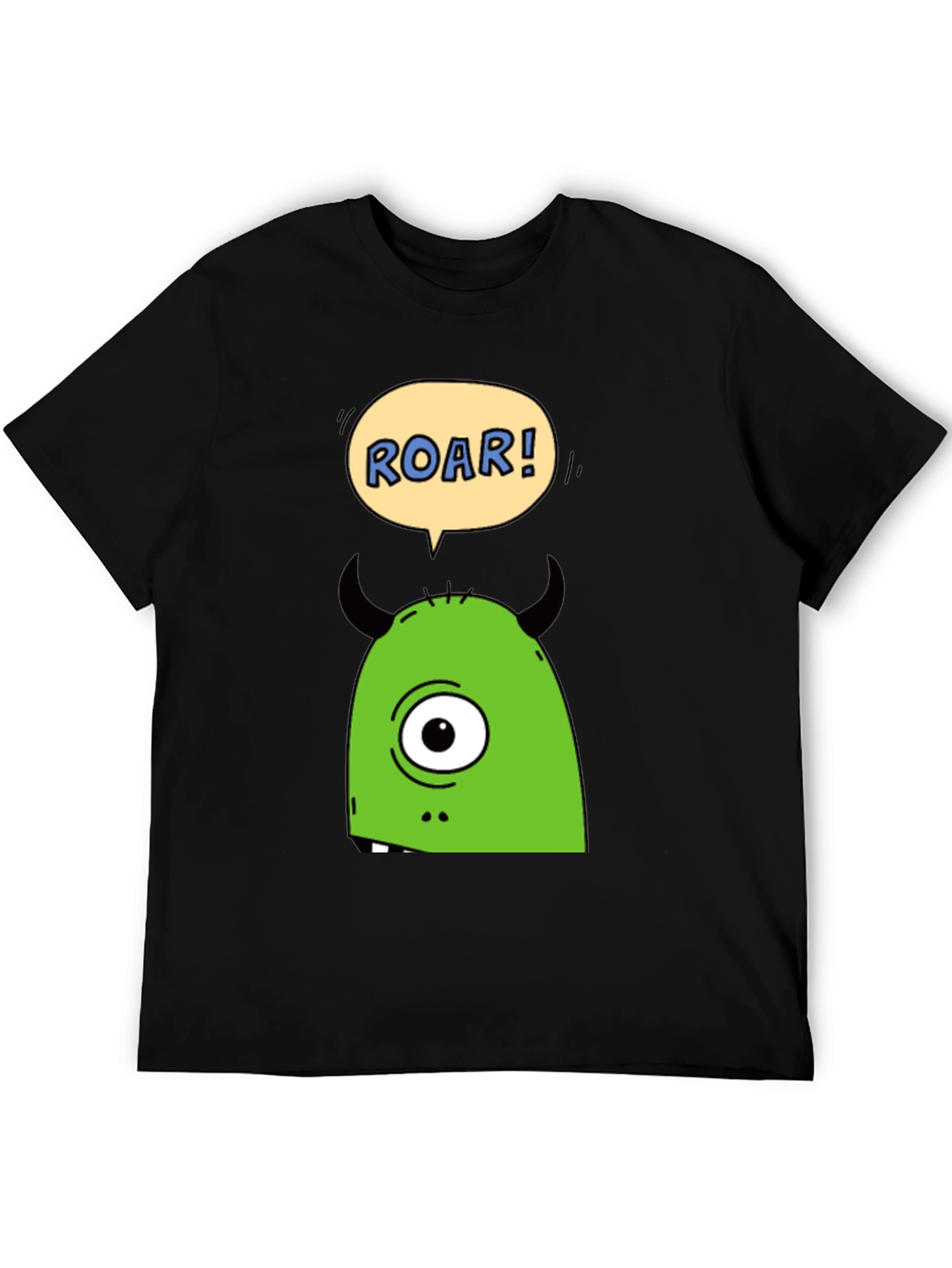 Roar Monster Graphic Tee - Black Cotton T-Shirt