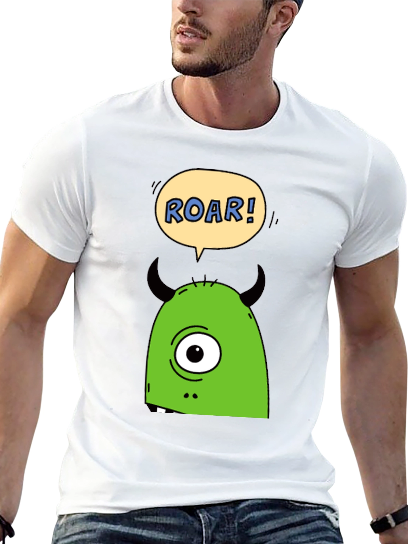 Roar Monster Graphic Tee - Black Cotton T-Shirt