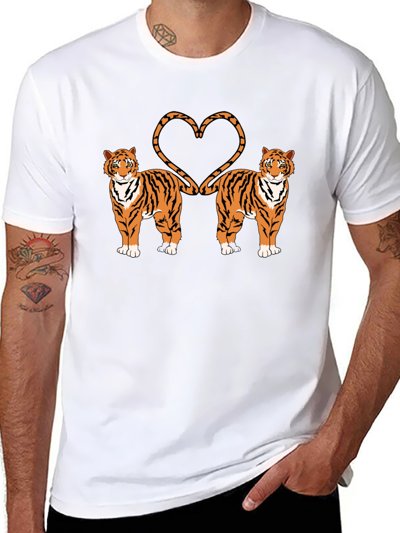 Tiger Love T-Shirt - Black Cotton Graphic Tee