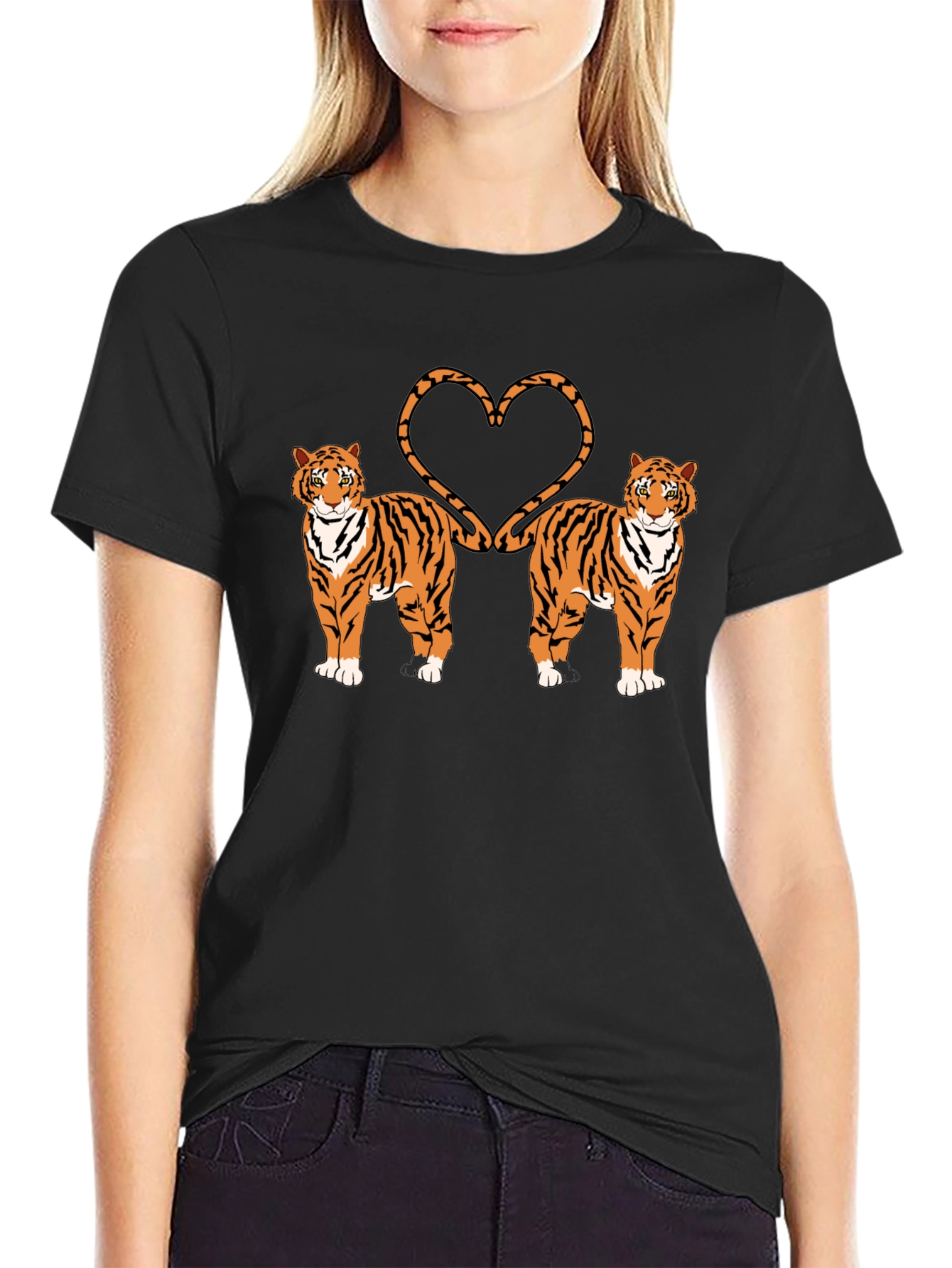 Tiger Love T-Shirt - Black Cotton Graphic Tee