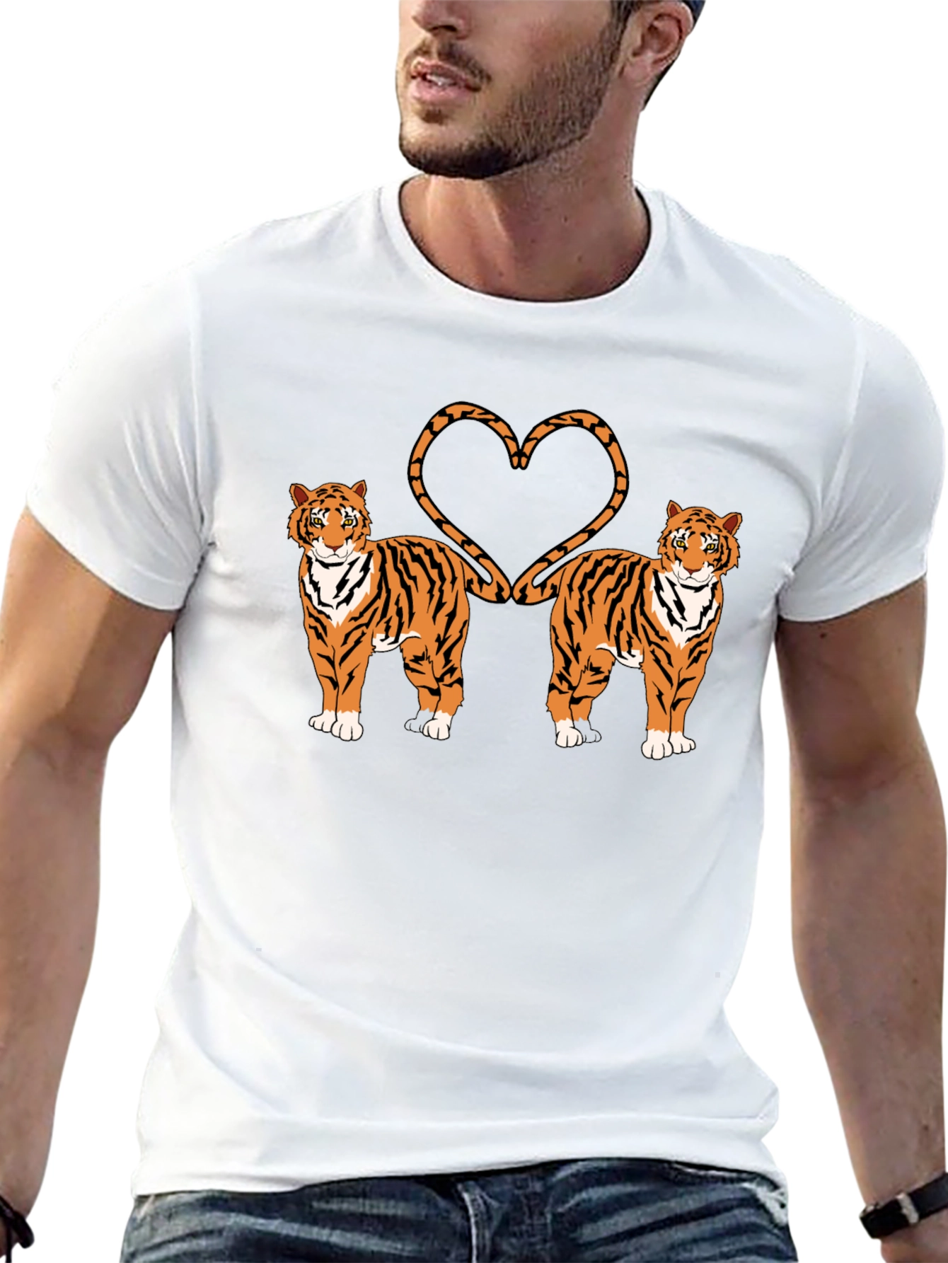 Tiger Love T-Shirt - Black Cotton Graphic Tee