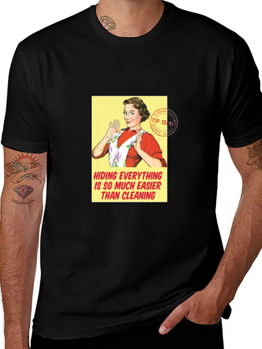 Retro Housewife T-Shirt - Hiding Easier Than Cleaning