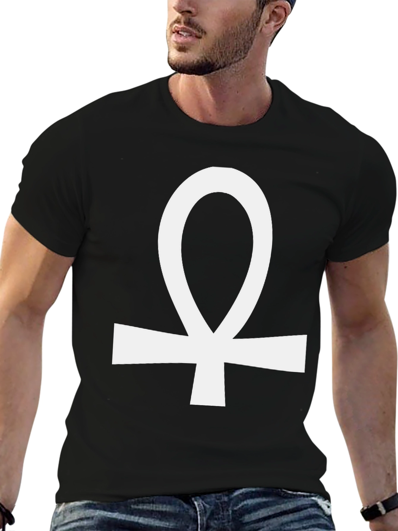 Ankh Symbol Graphic Tee - Black