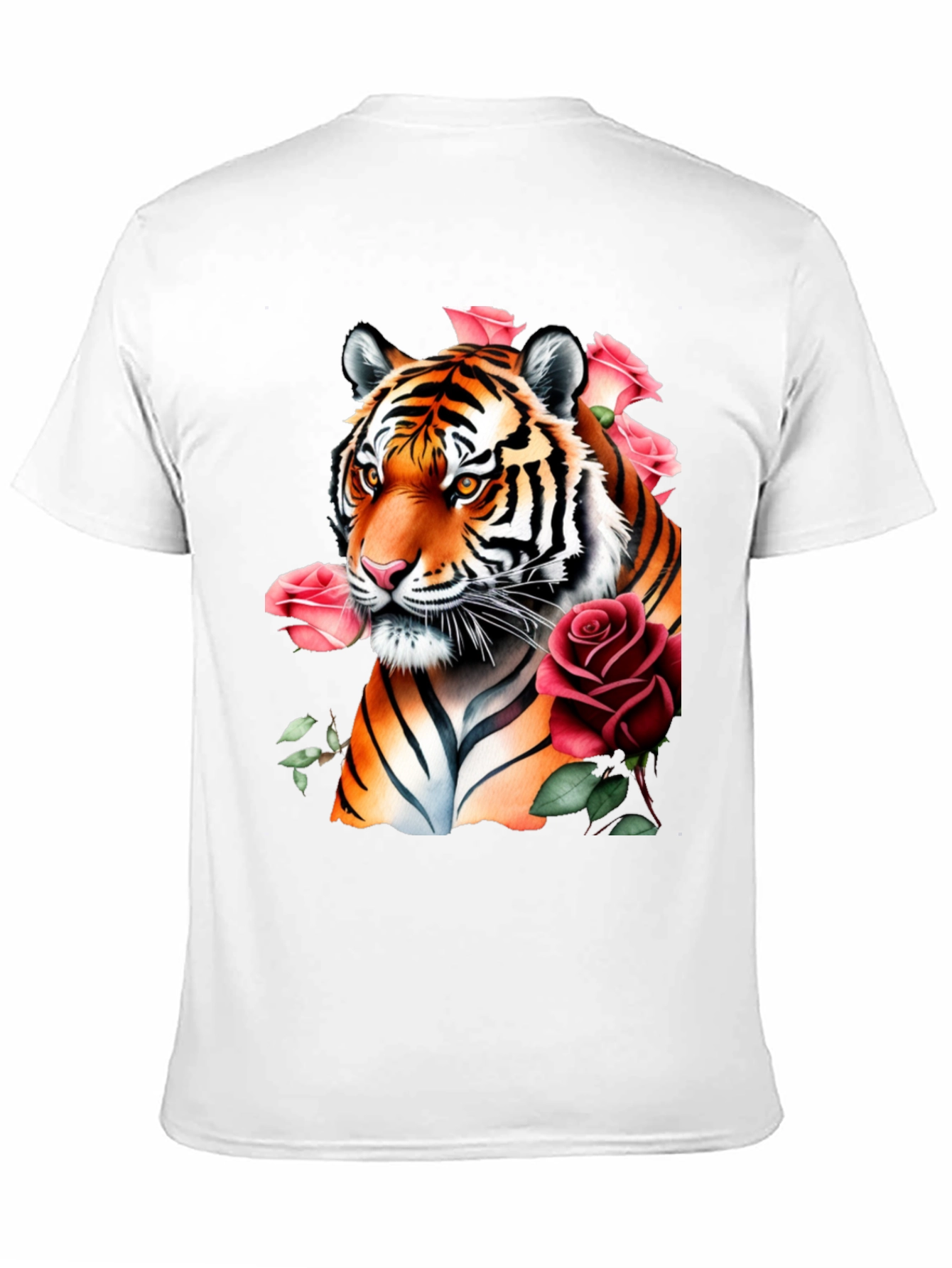 Tiger & Roses Graphic Print Black T-Shirt