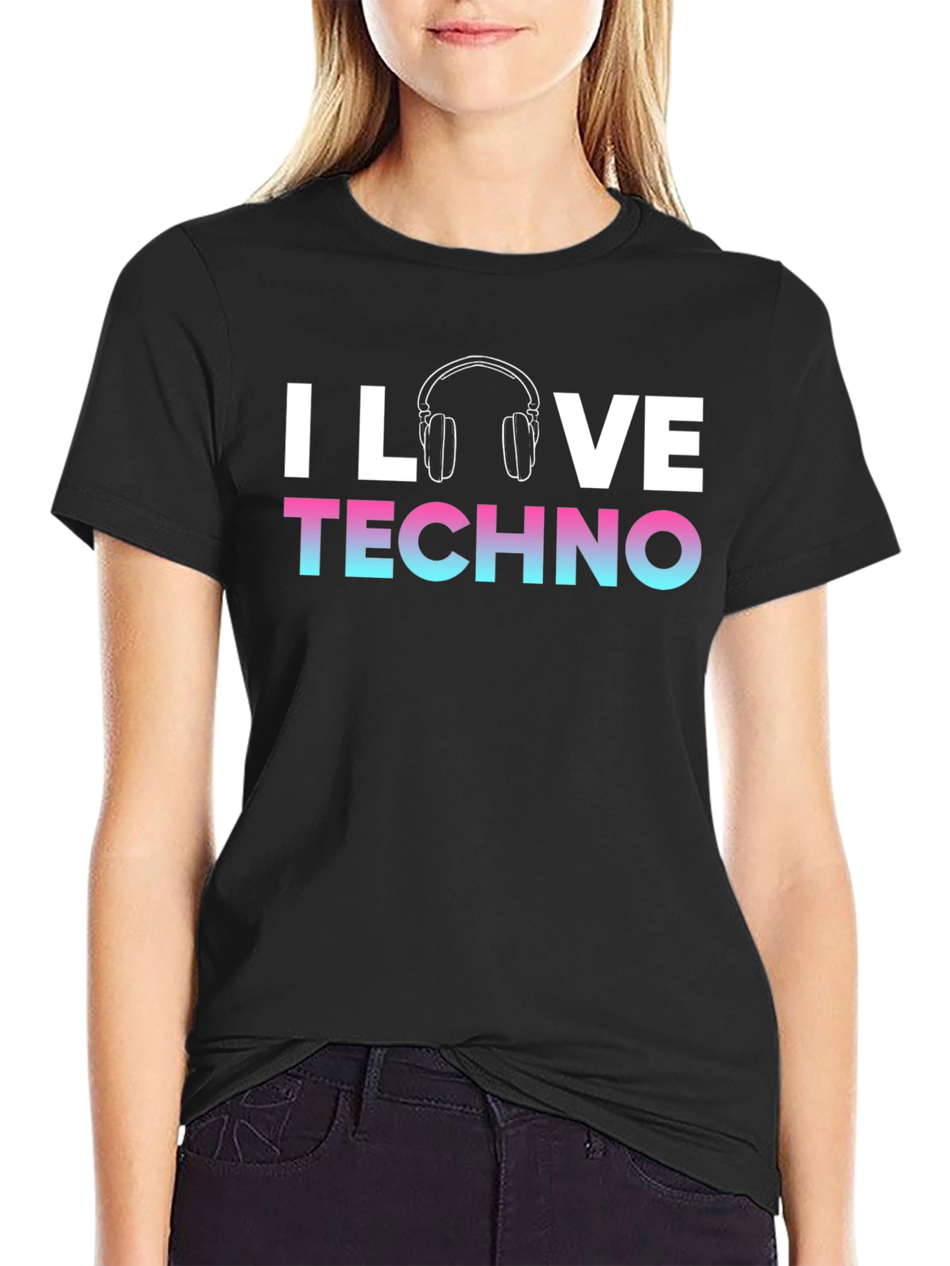I Love Techno Graphic T-Shirt Music DJ Rave