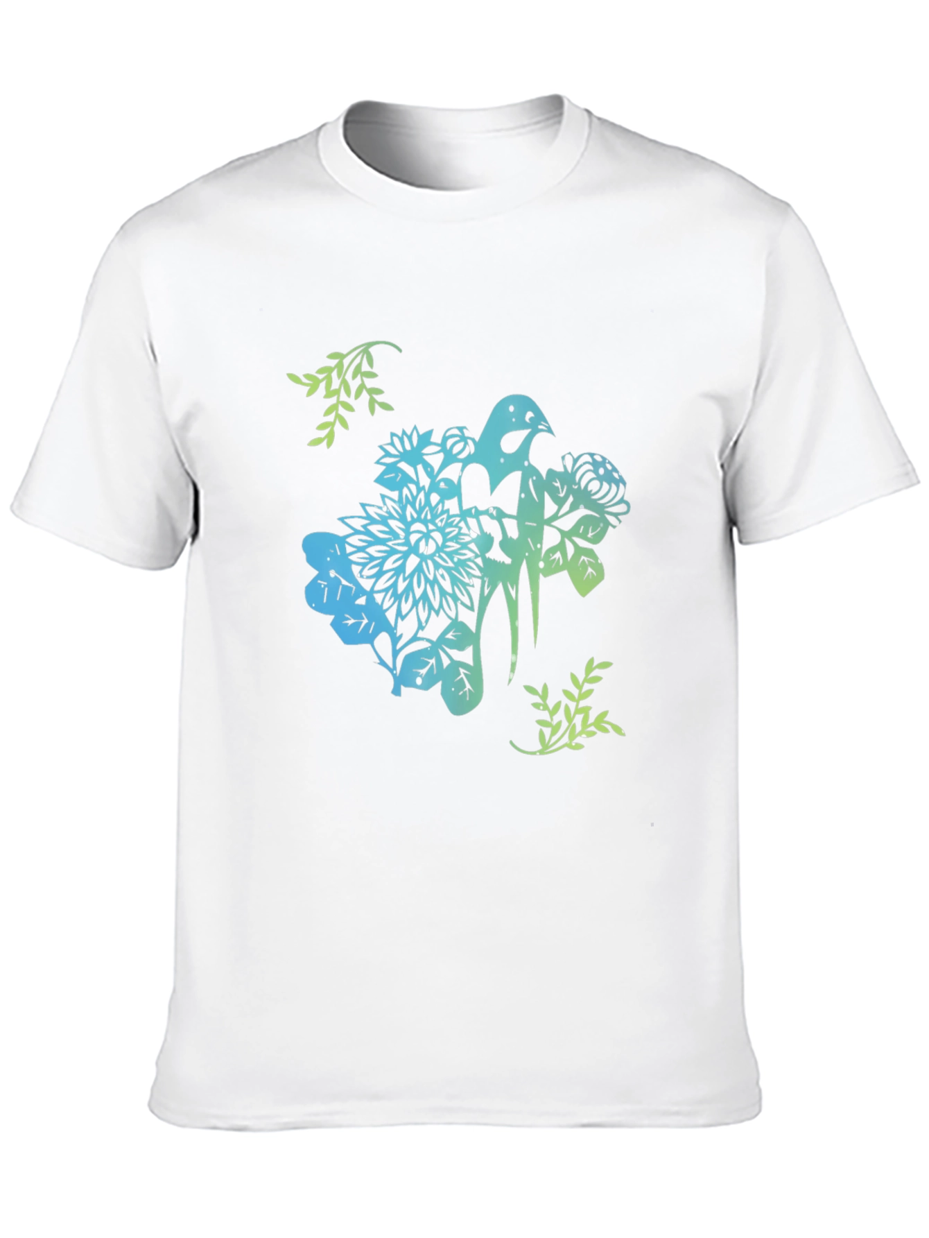Bird & Floral Graphic Black T-Shirt