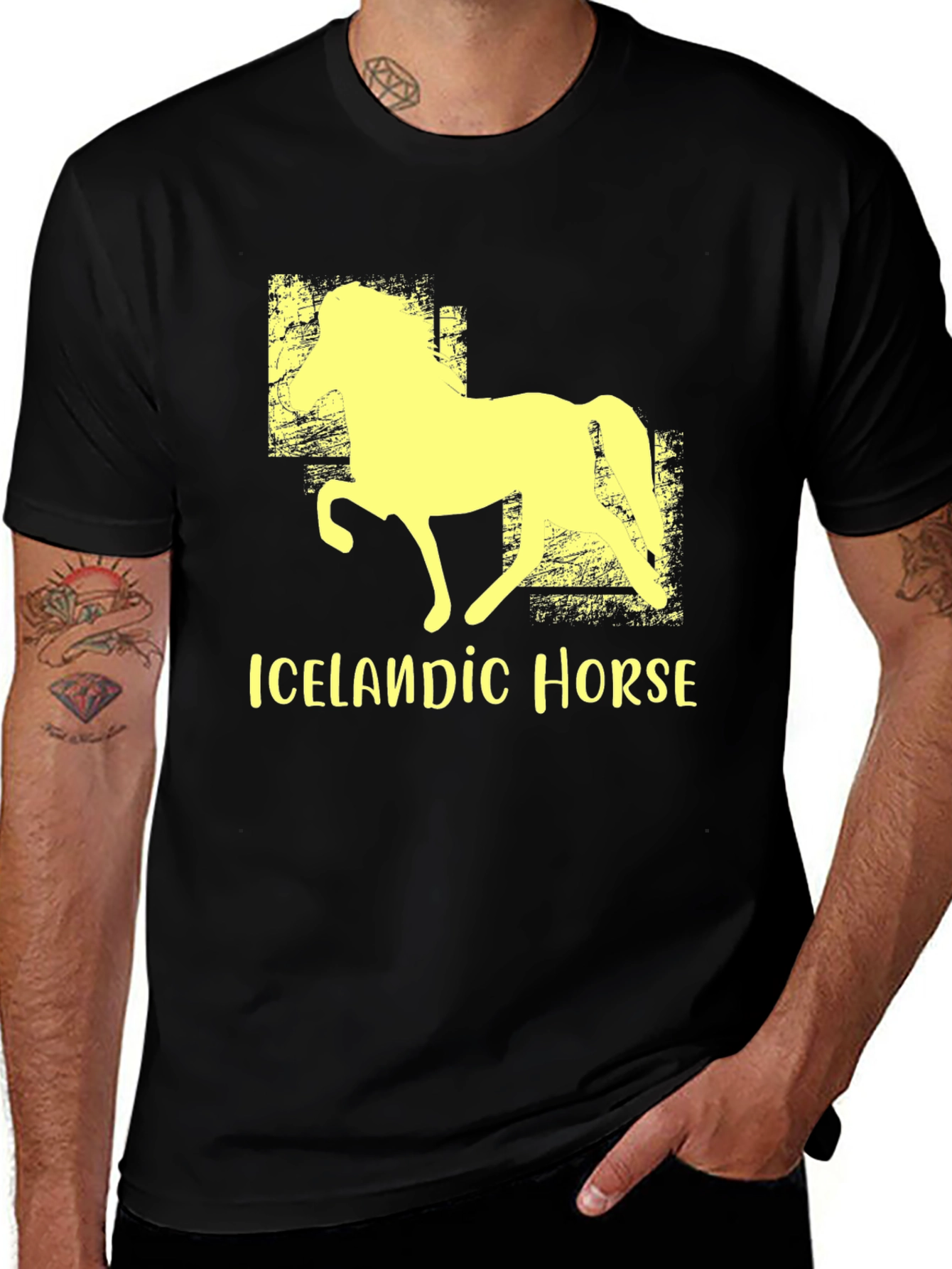Icelandic Horse Graphic Tee - Black Unisex T-Shirt