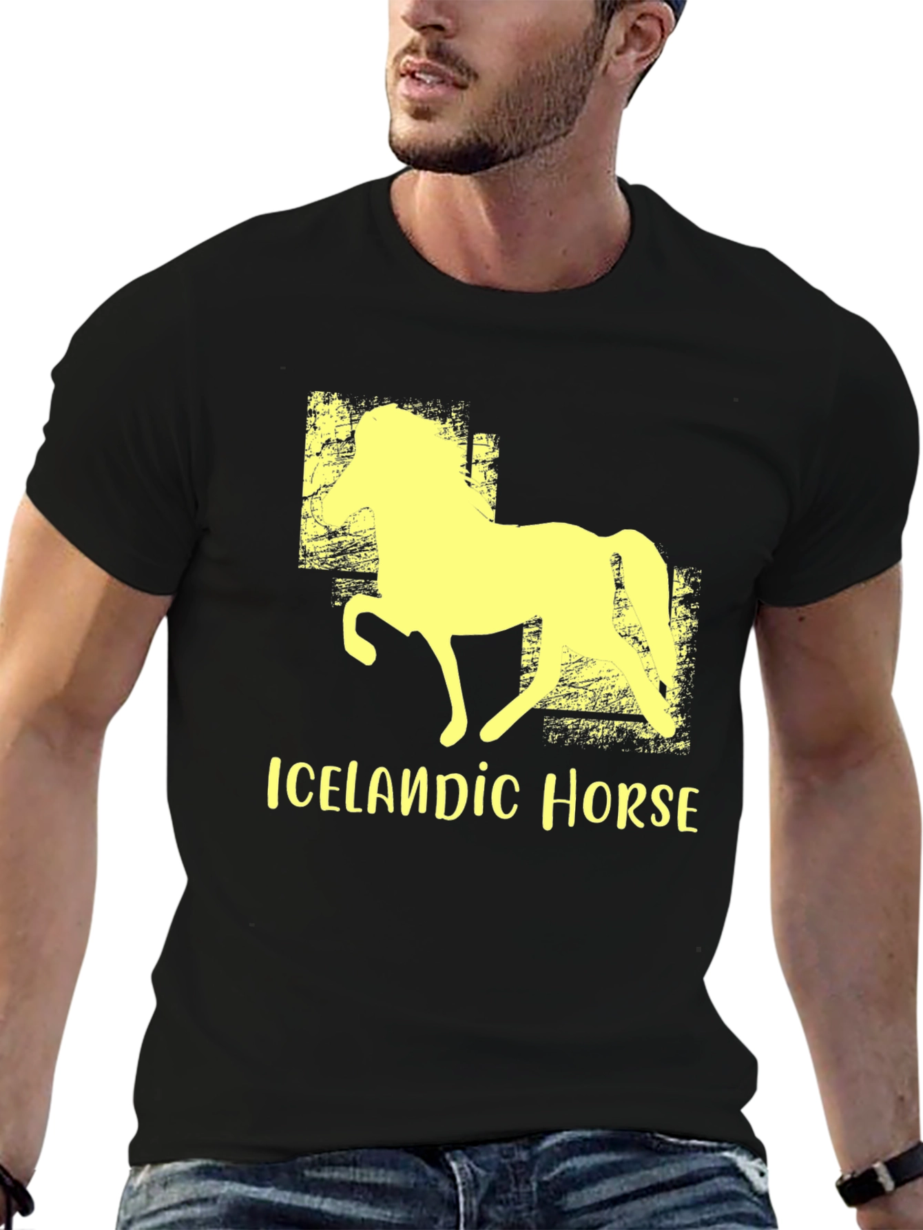 Icelandic Horse Graphic Tee - Black Unisex T-Shirt