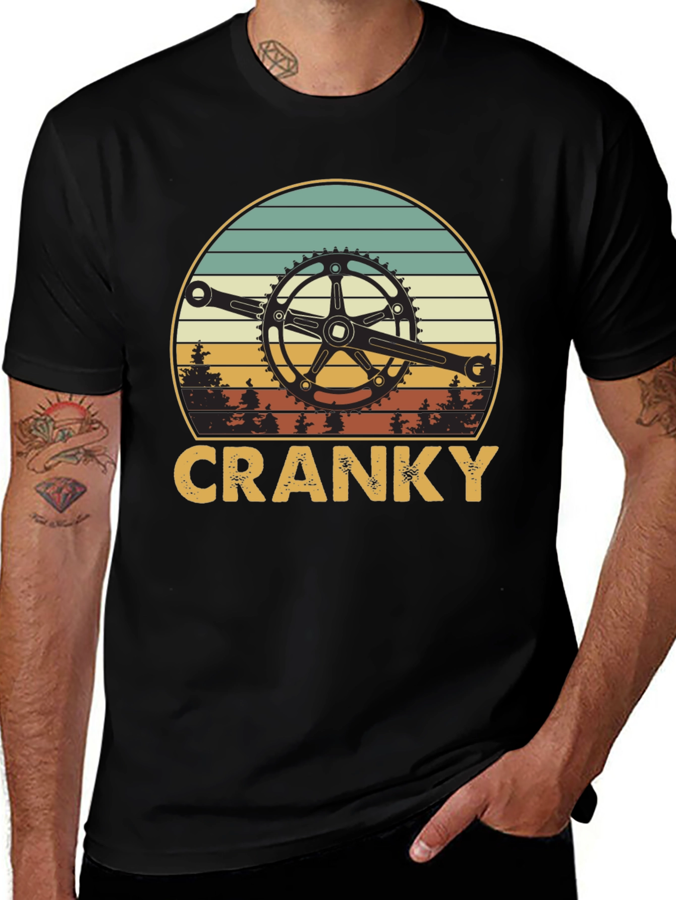 Cranky Biker T-Shirt - Retro Cycling Design