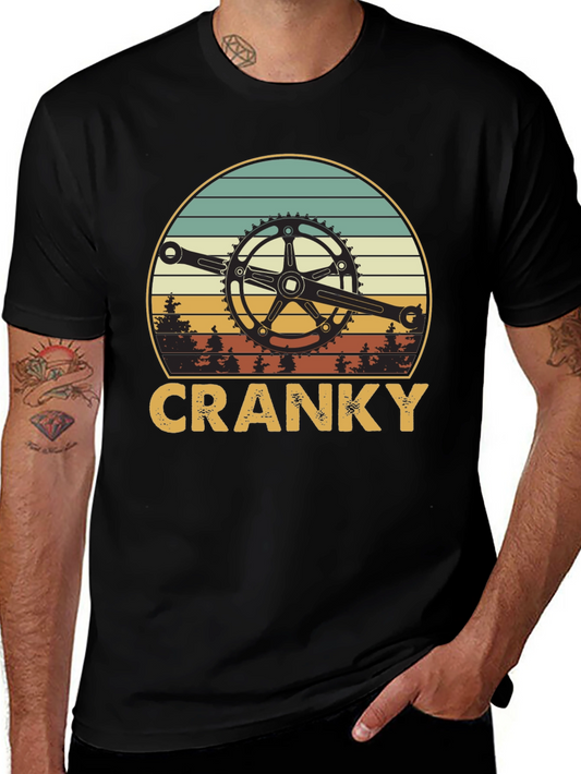 Cranky Biker T-Shirt - Retro Cycling Design