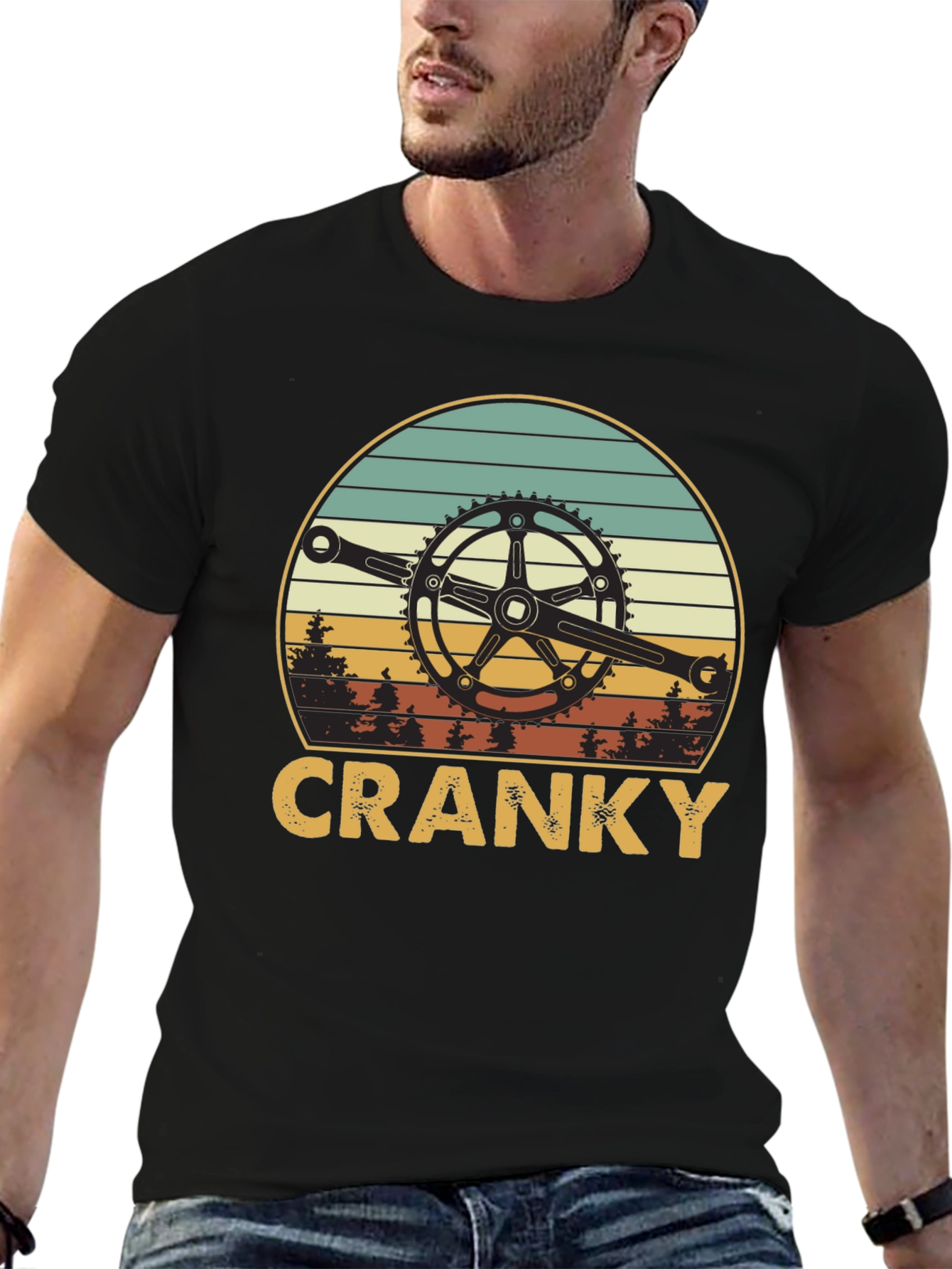 Cranky Biker T-Shirt - Retro Cycling Design