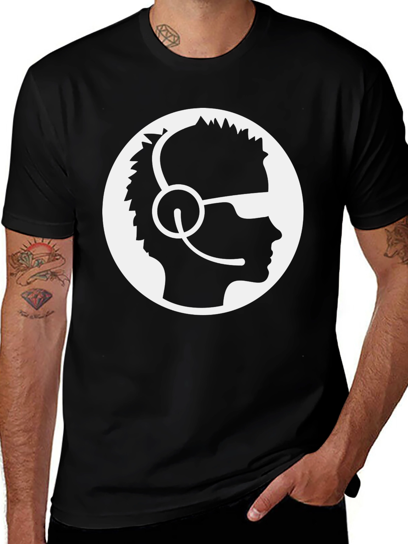 Gamer Profile T-Shirt - Black Headset Design