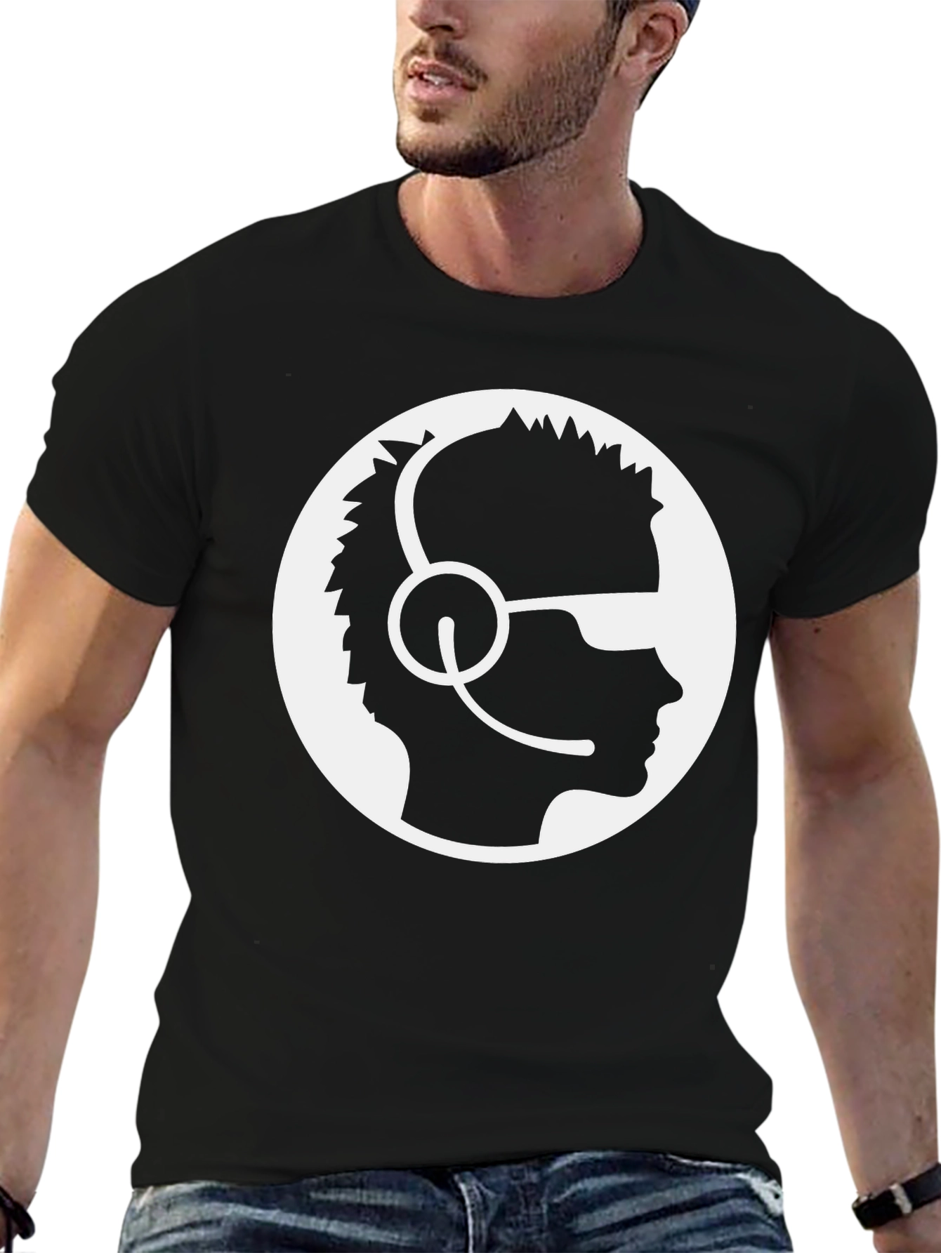 Gamer Profile T-Shirt - Black Headset Design
