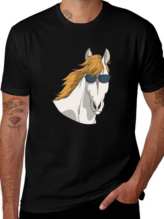 Cool Horse Graphic Tee - Black Cotton T-Shirt
