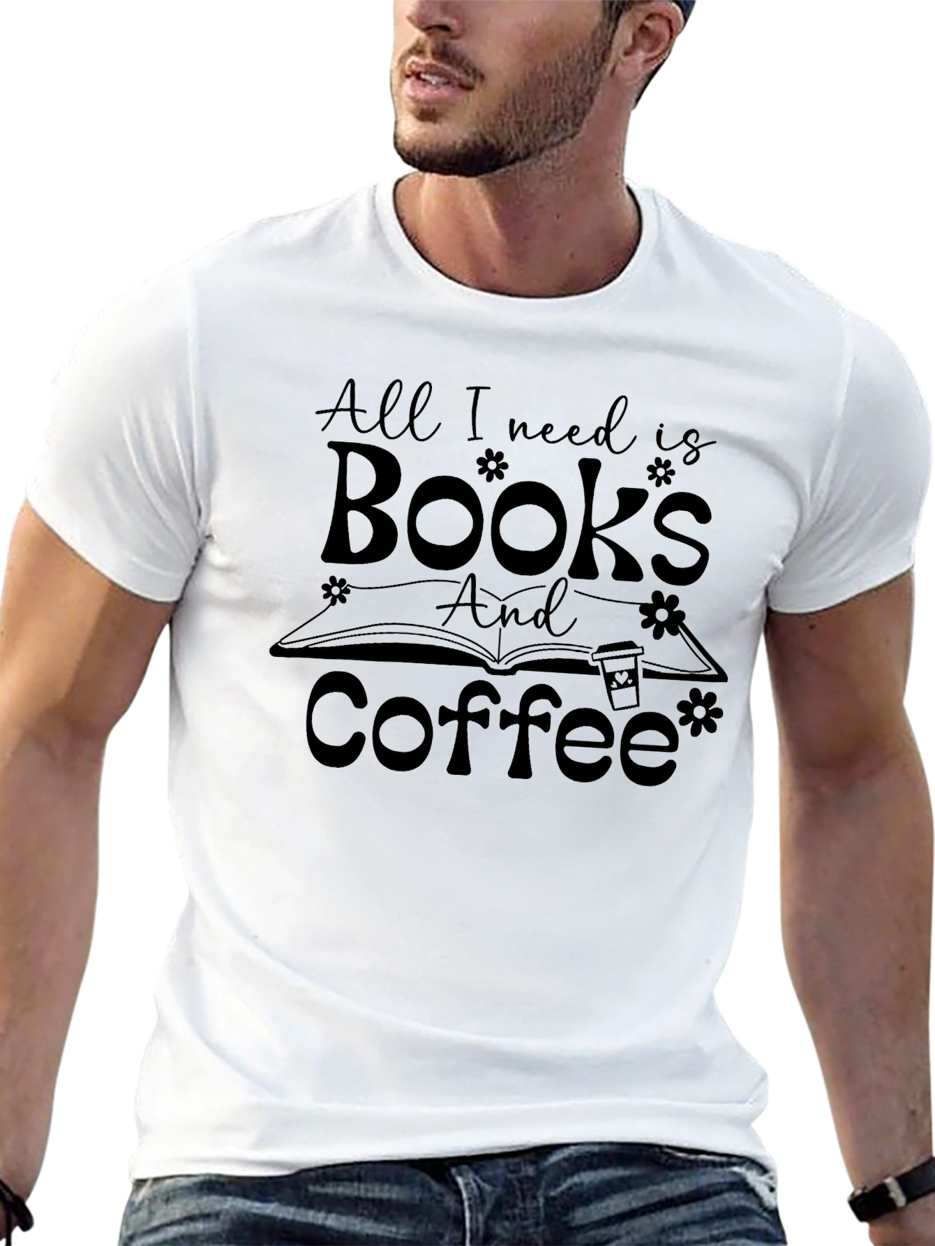 Books and Coffee Graphic T-Shirt