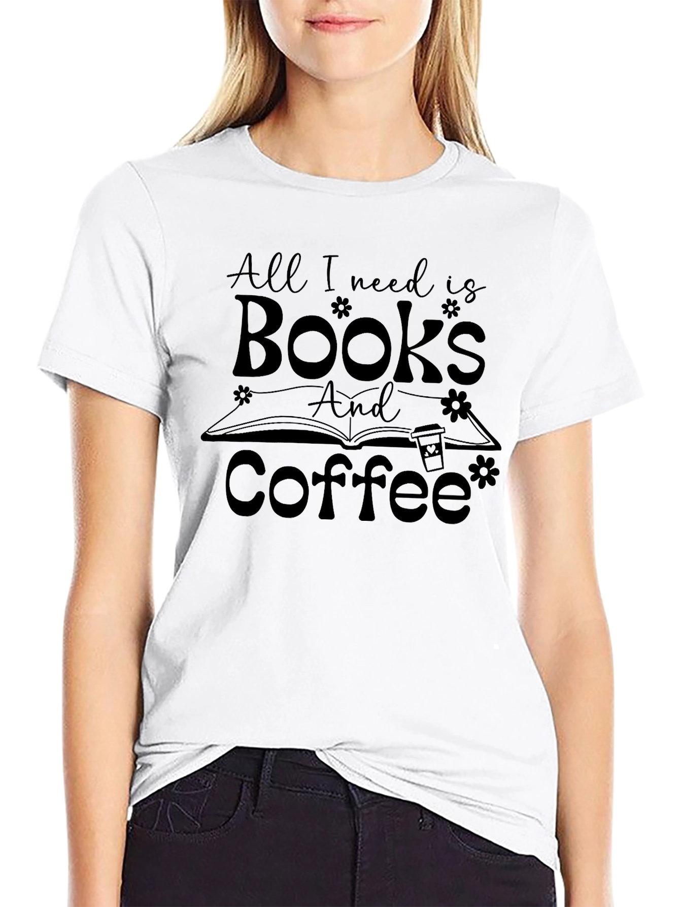 Books and Coffee Graphic T-Shirt